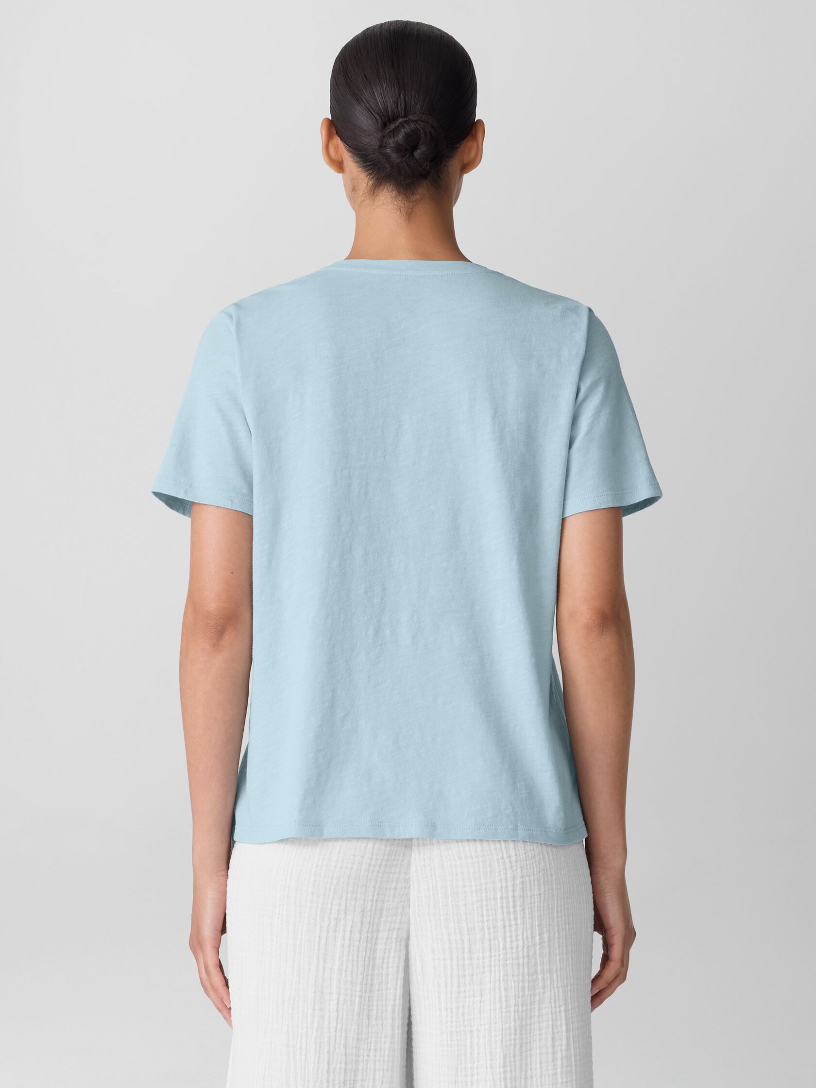 Organic Cotton Slubby Jersey V-Neck Tee