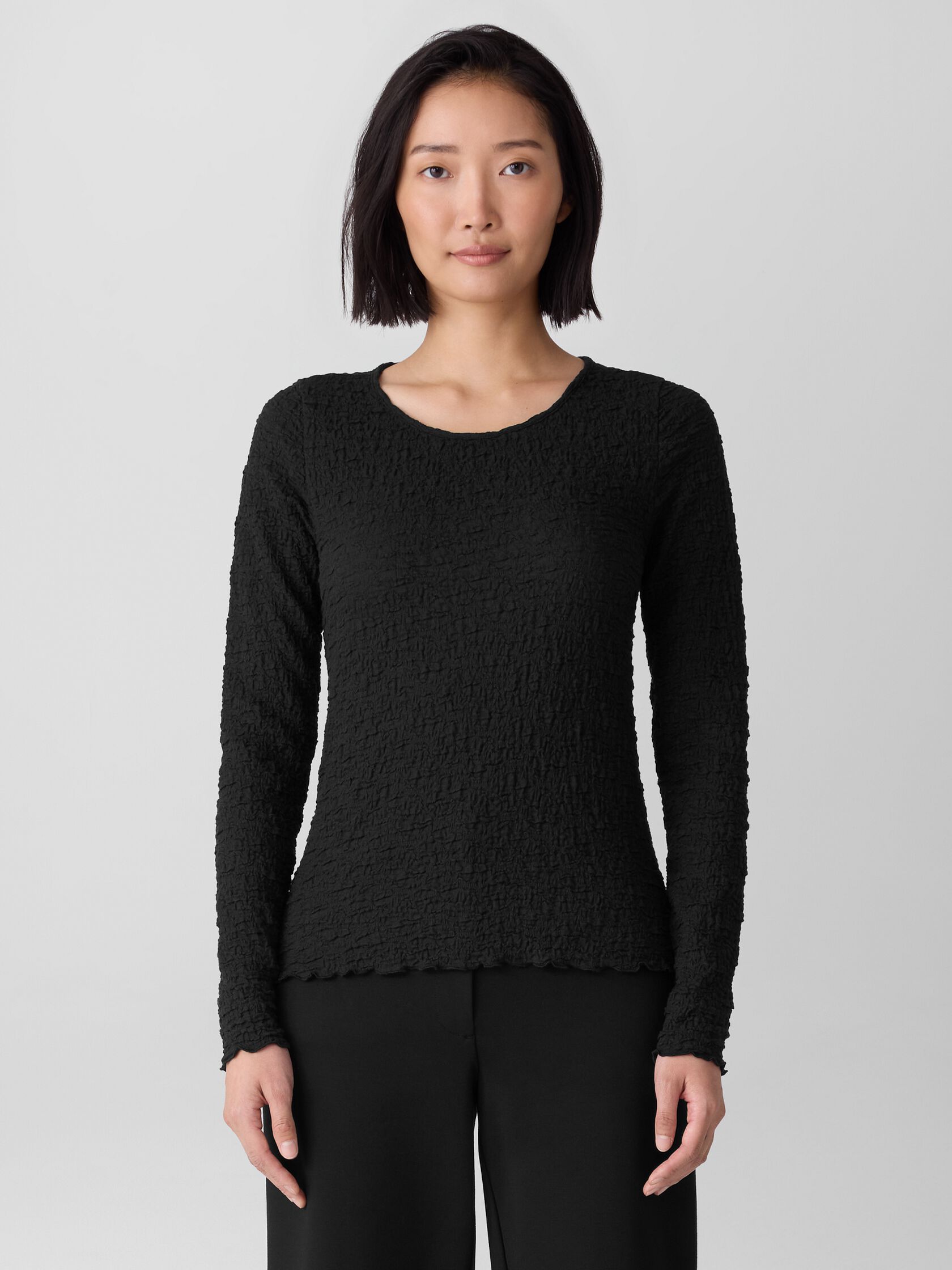 Bubble Jacquard Round Neck Top