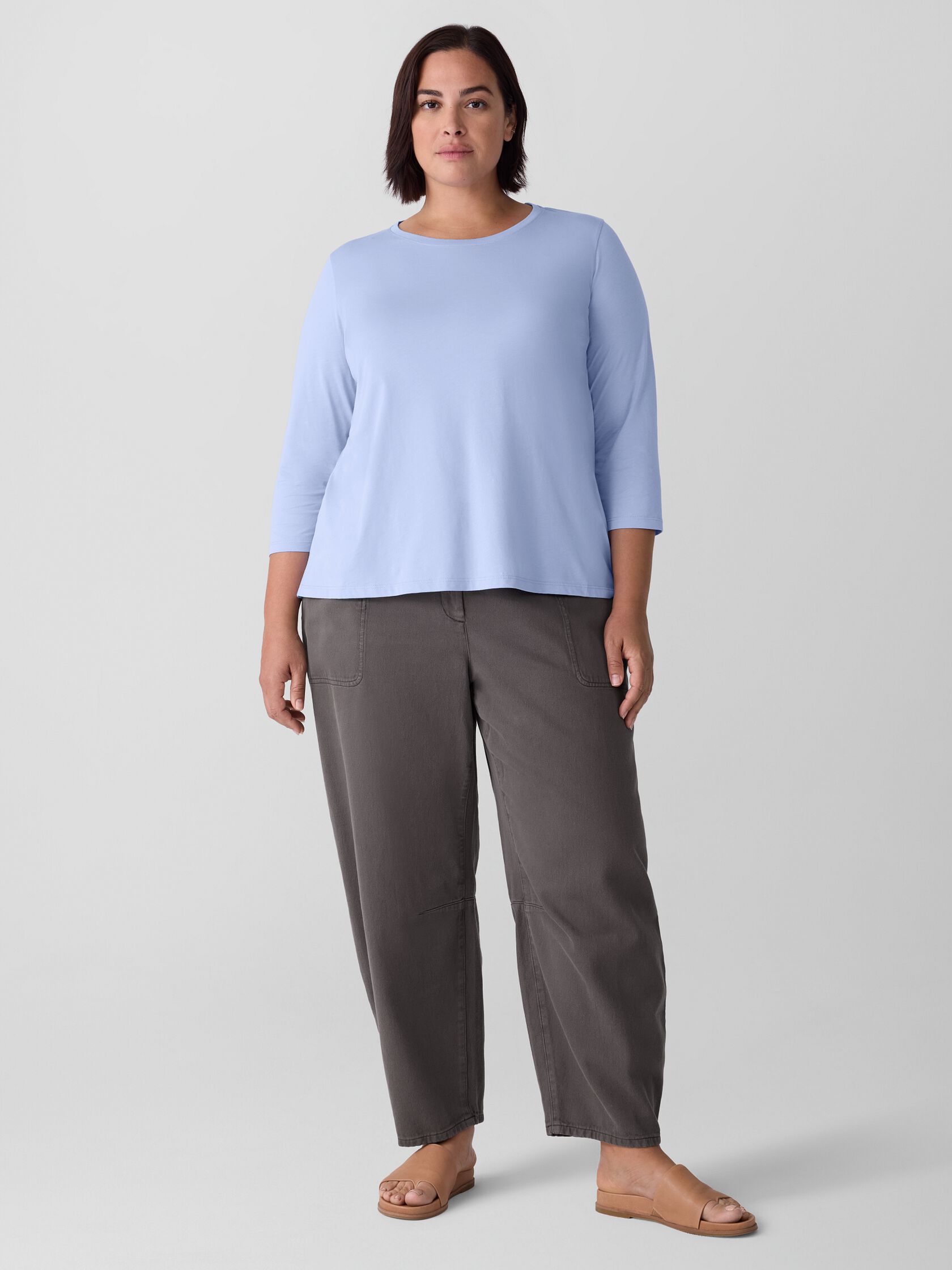 Organic Pima Cotton Jersey 3/4-Sleeve Tee