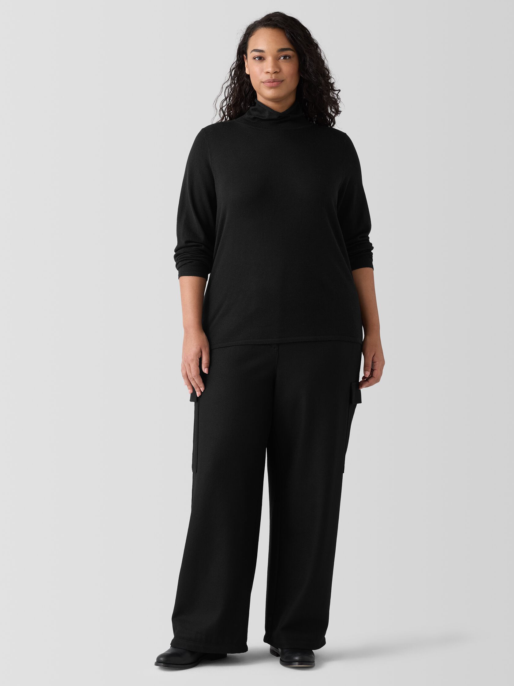 Fine Merino Turtleneck Top in Regenerative Wool