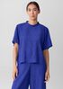 Woven Plissé Mock Neck Top
