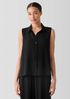 Silk Georgette Crepe Classic Collar Sleeveless Shirt