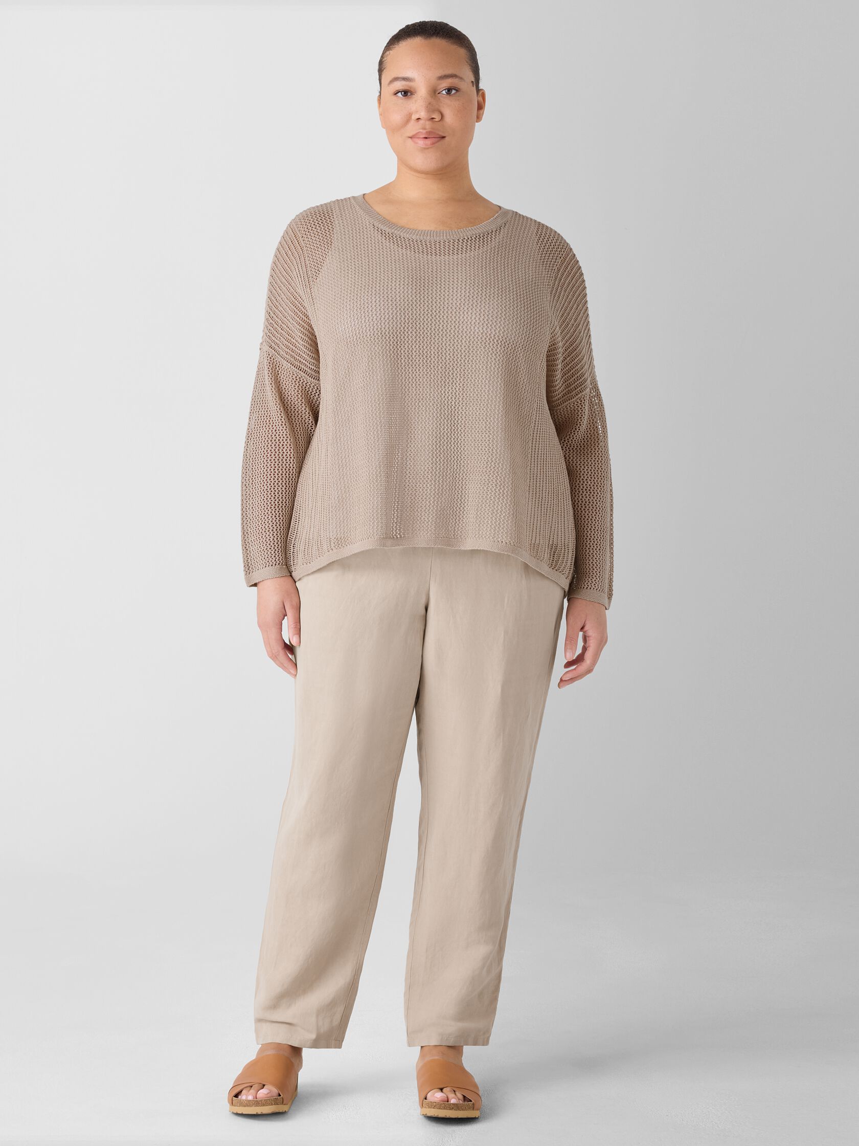 Organic Linen Cotton Cord Crew Neck Top