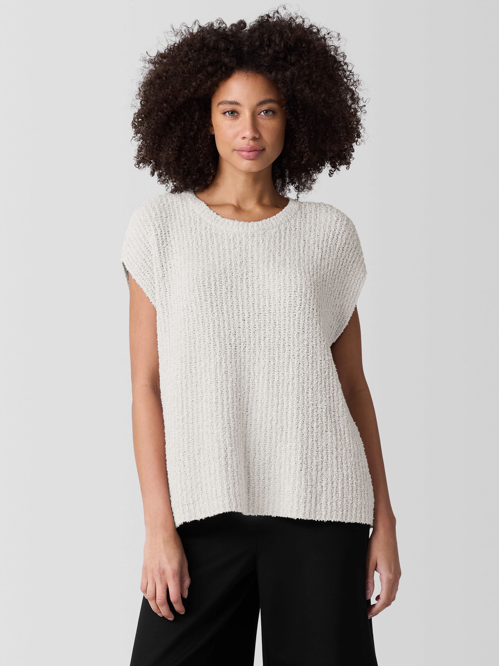 Cotton Fluff Crew Neck Vest