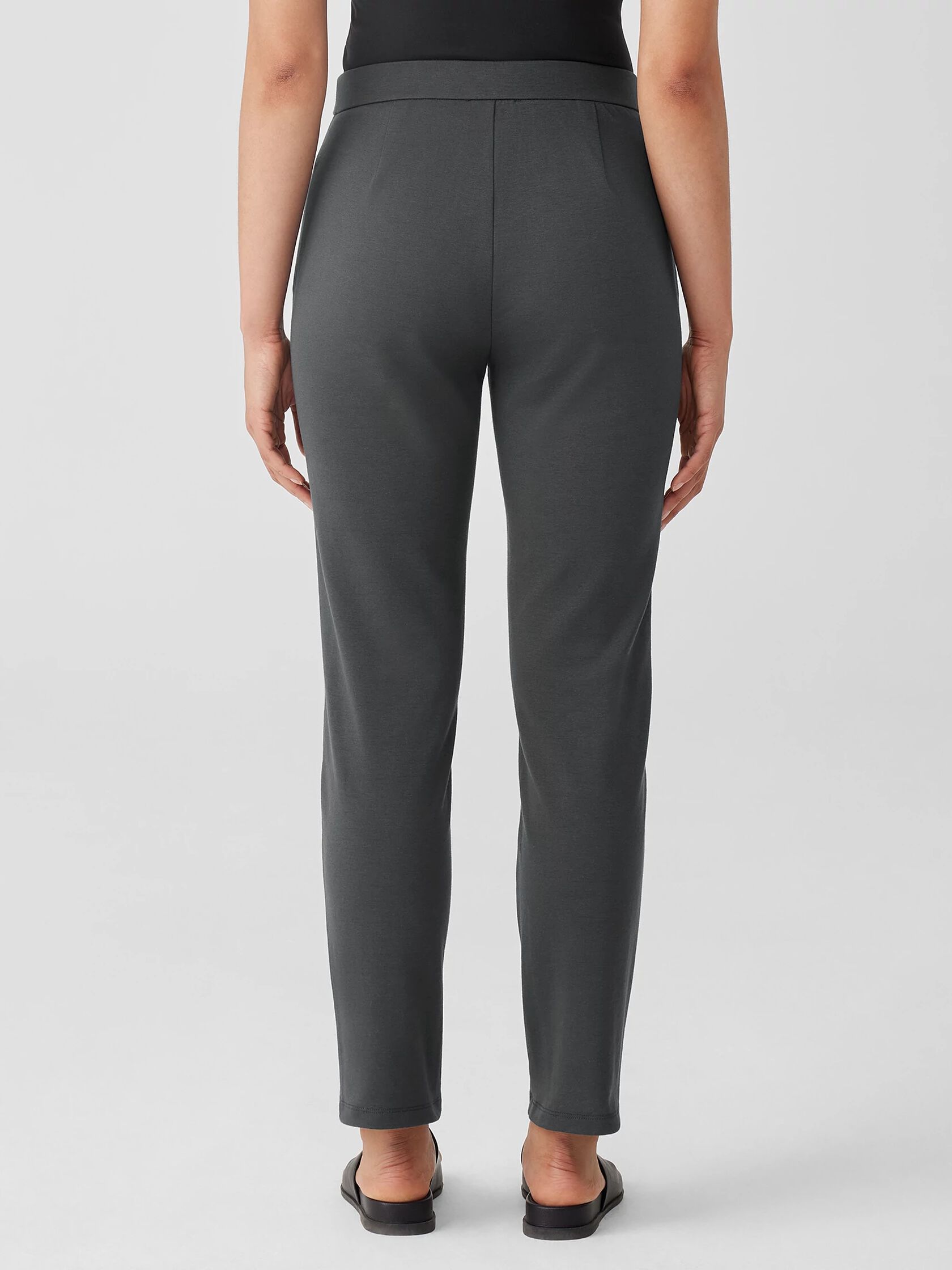 Cotton Blend Ponte High-Waisted Slim Pant