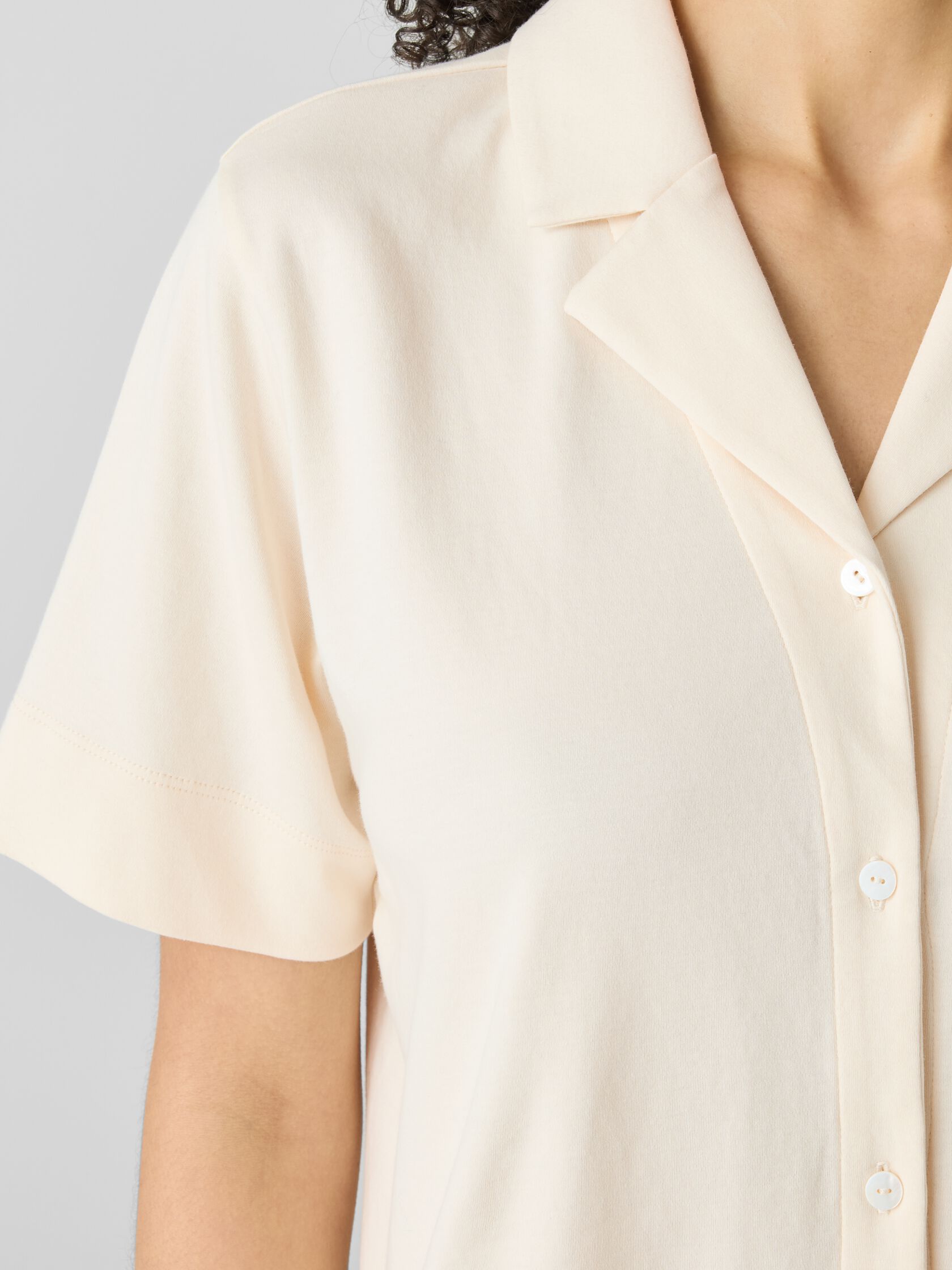 Organic Cotton Interlock Notch Collar Sleep Shirt