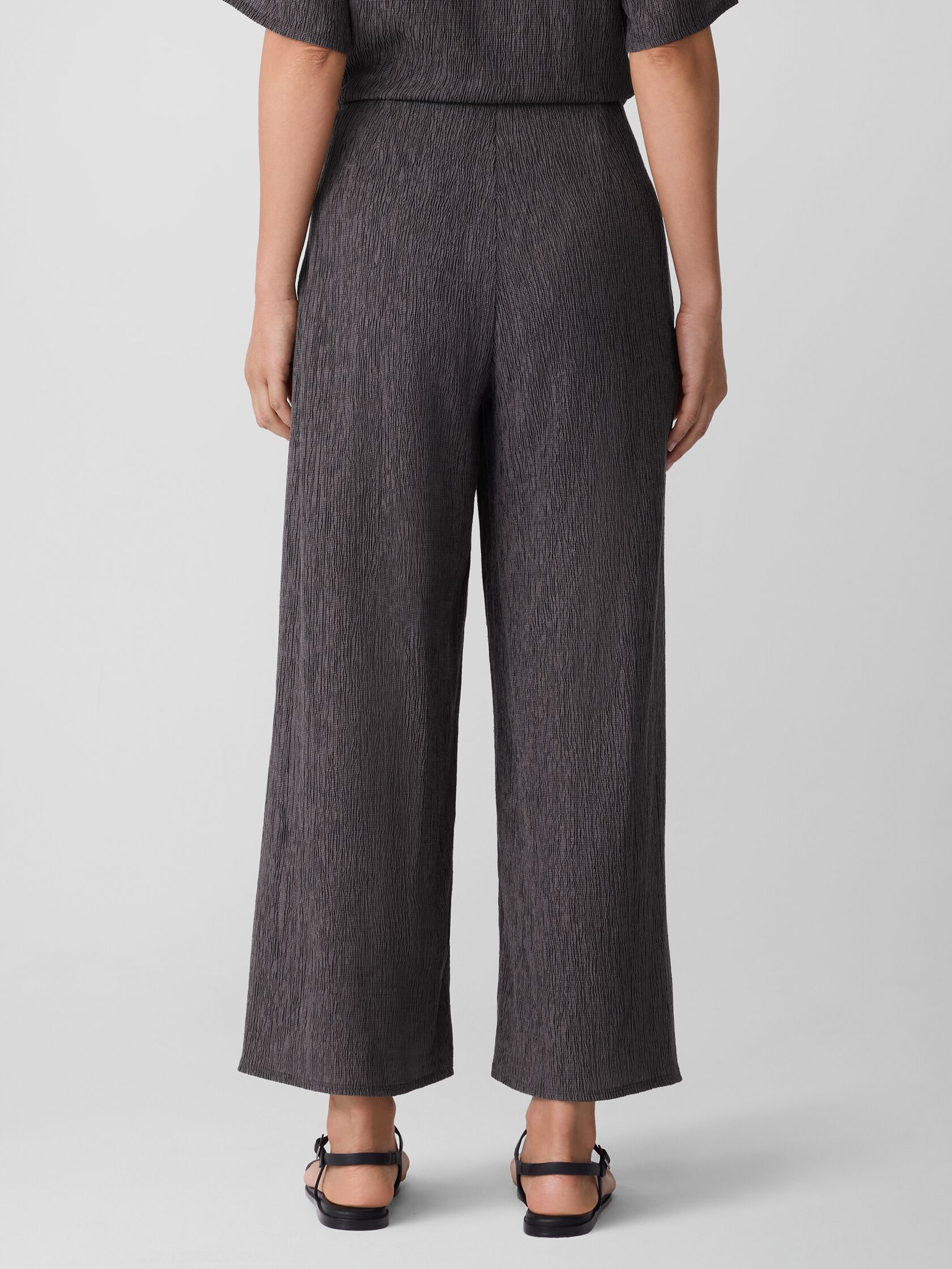 Woven Plissé Wide-Leg Pant