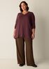 Fine Stretch Jersey Knit V-Neck Long Top