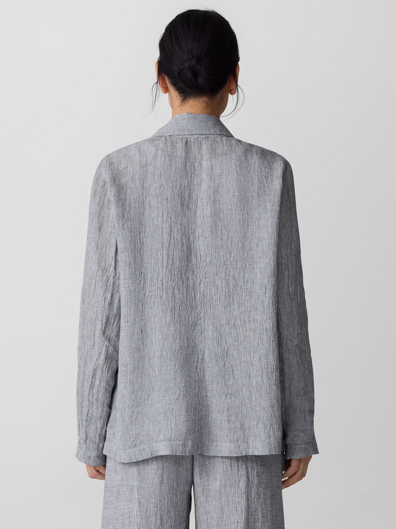 Puckered Organic Linen Stripe Blazer