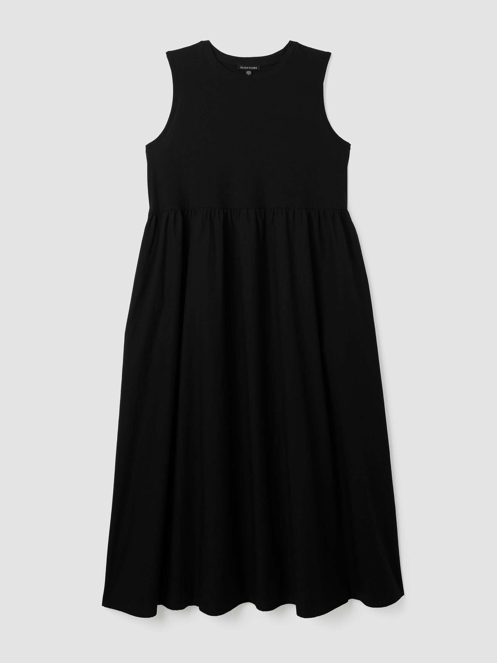 Washed Organic Cotton Poplin Round Neck Dress
