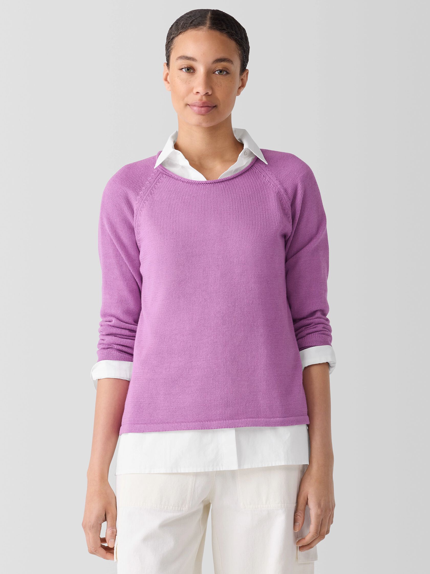 Peruvian Cotton Blend Crew Neck Top