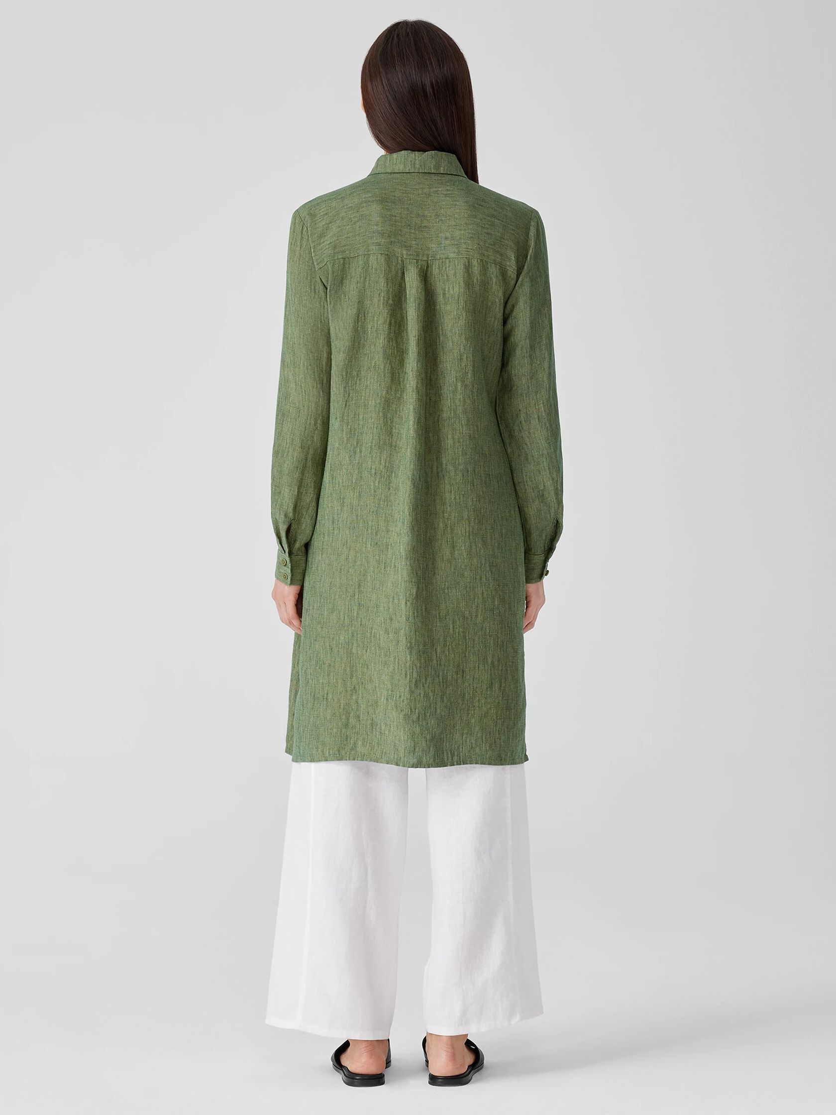Washed Organic Linen Delave Shirtdress