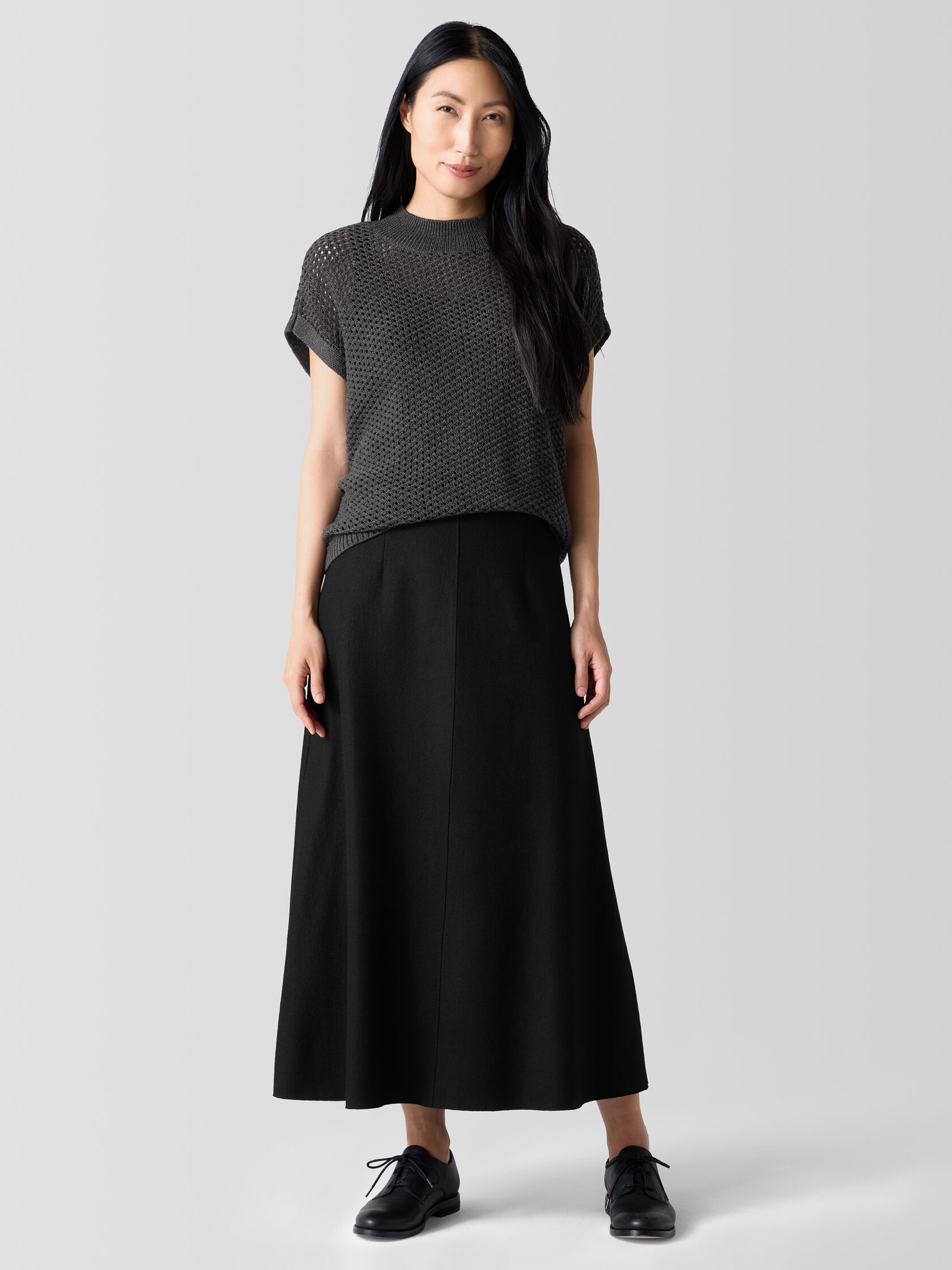 Felted Wool Jersey A-Line Skirt in Regenerative Wool
