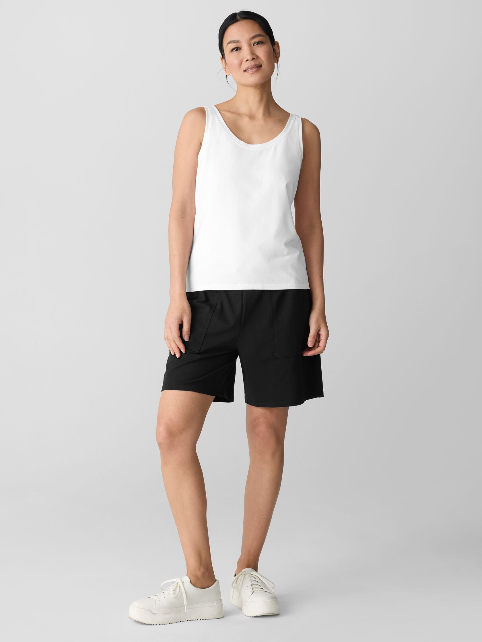 Pima Cotton Stretch Jersey Scoop Neck Tank