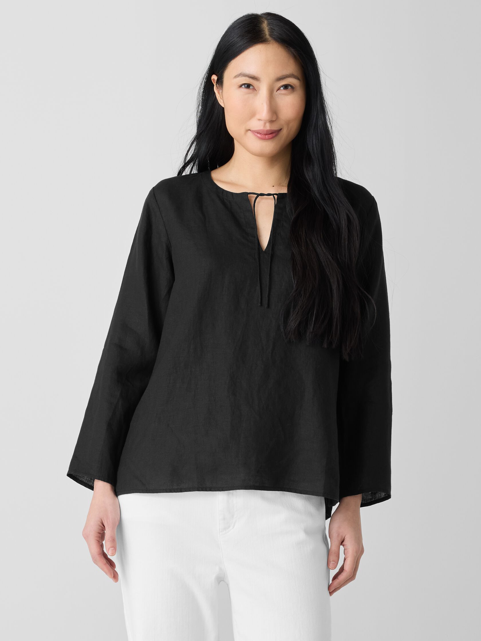Organic Handkerchief Linen Round Neck Top