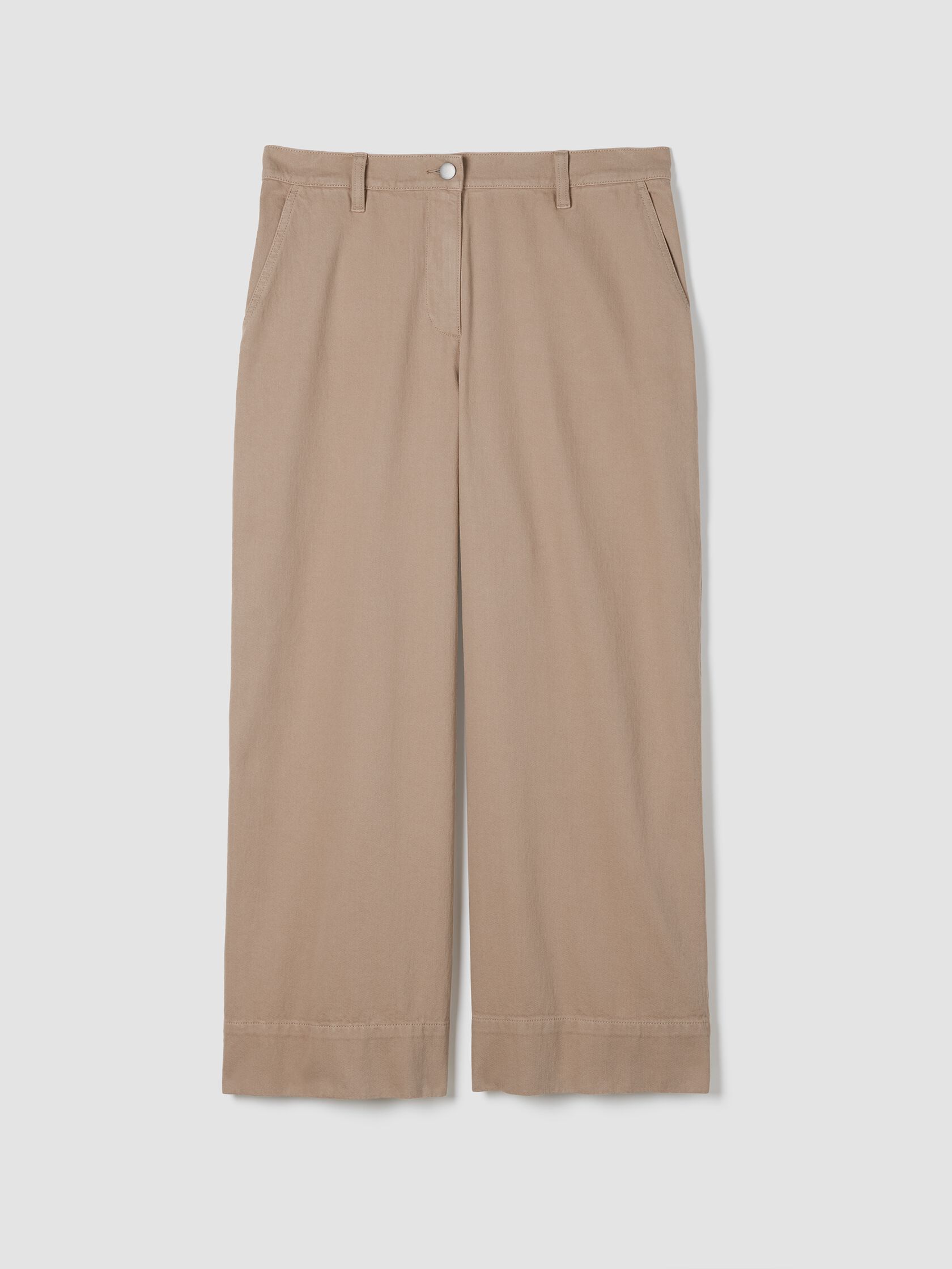 Garment-Dyed Utility Cotton Wide-Leg Pant