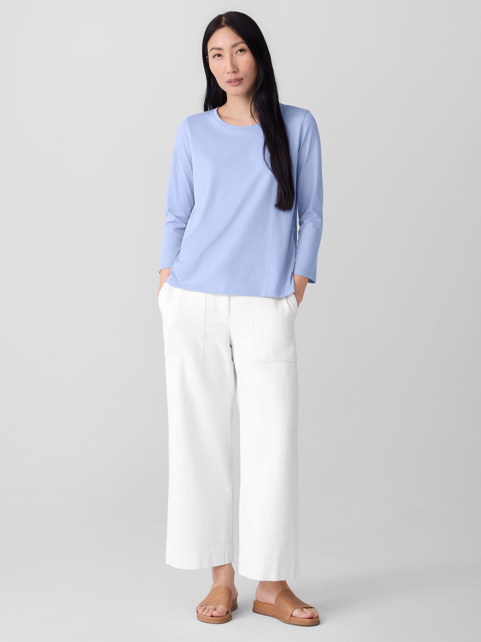 Organic Pima Cotton Jersey 3/4-Sleeve Tee