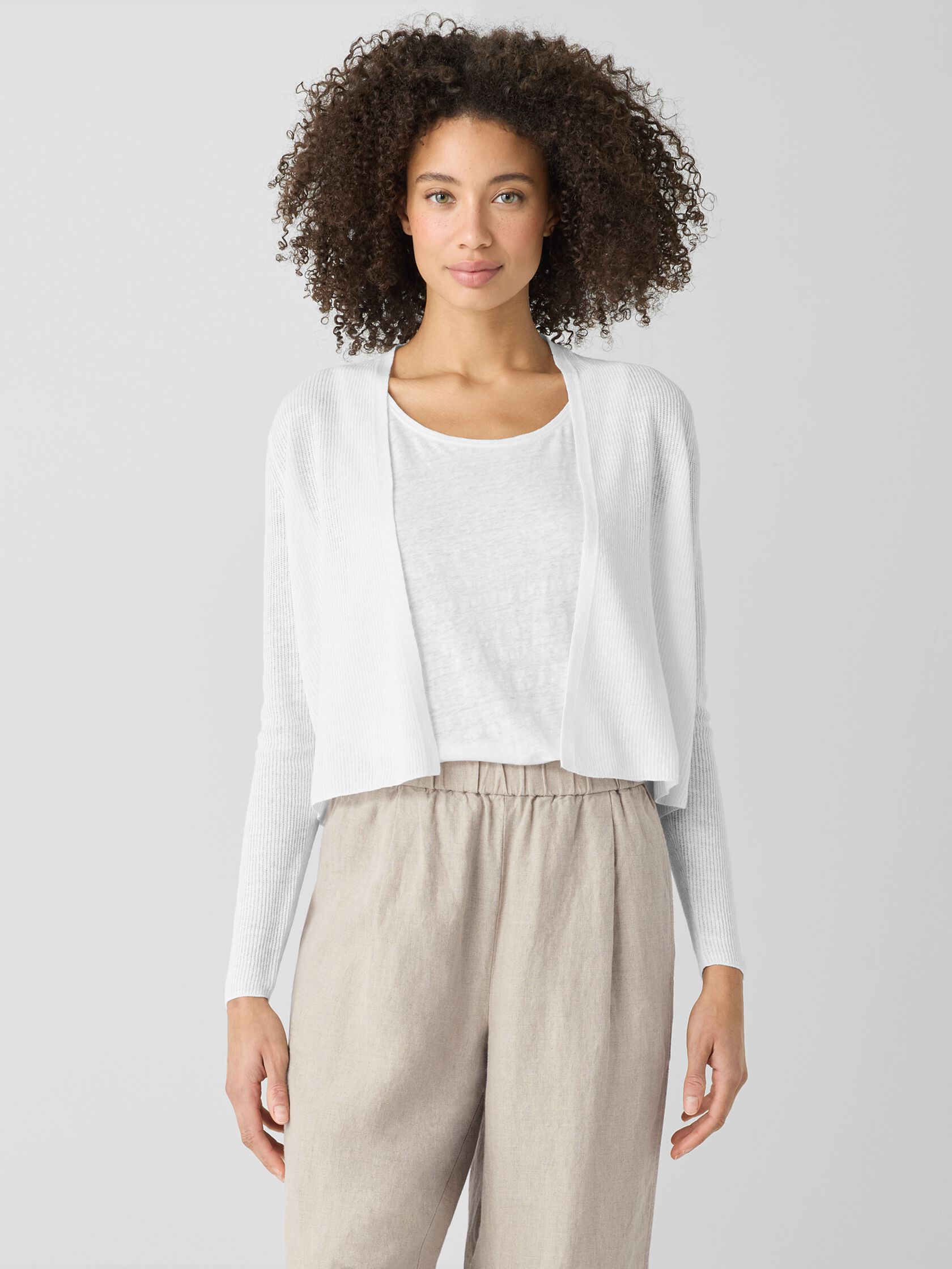 Organic Linen Cotton Cropped Cardigan