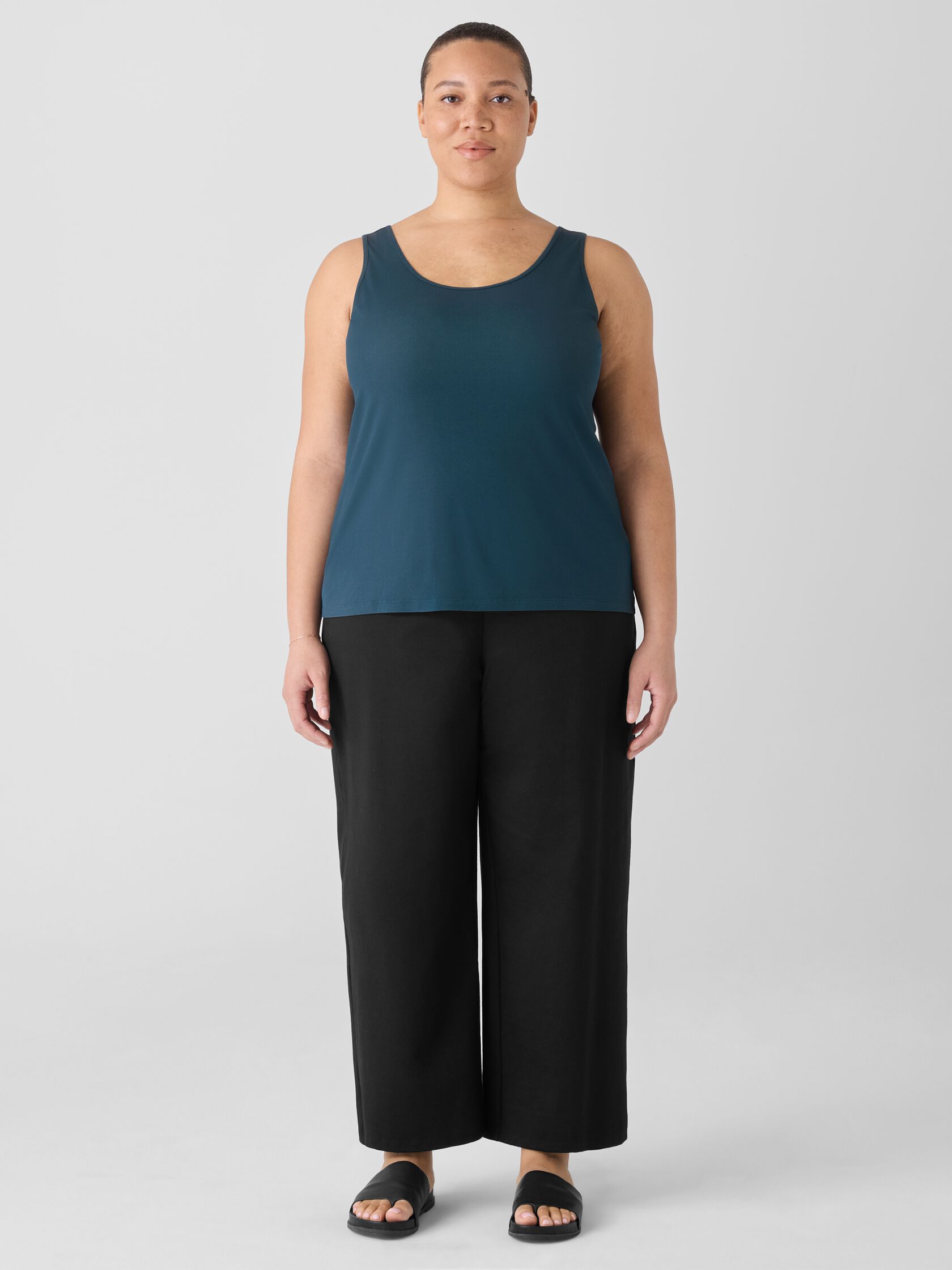 Stretch Silk Jersey Scoop Neck Tank