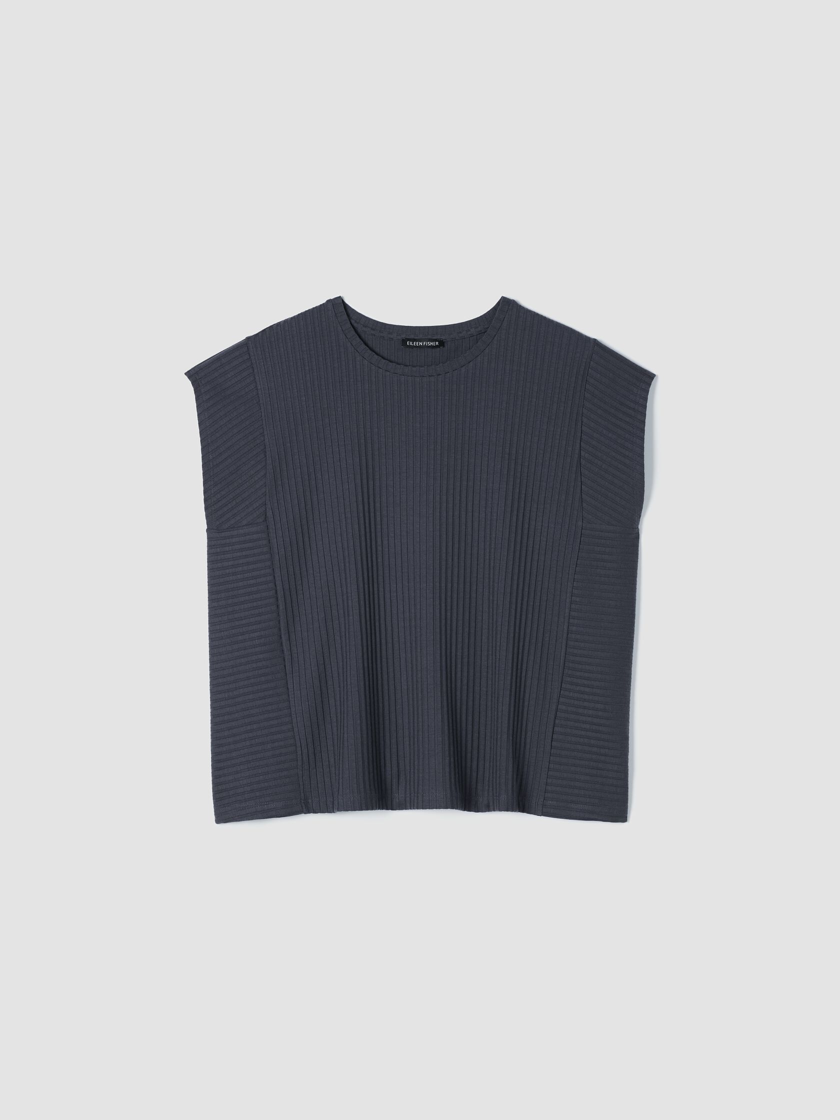 Textured Stretch Rib Round Neck Top