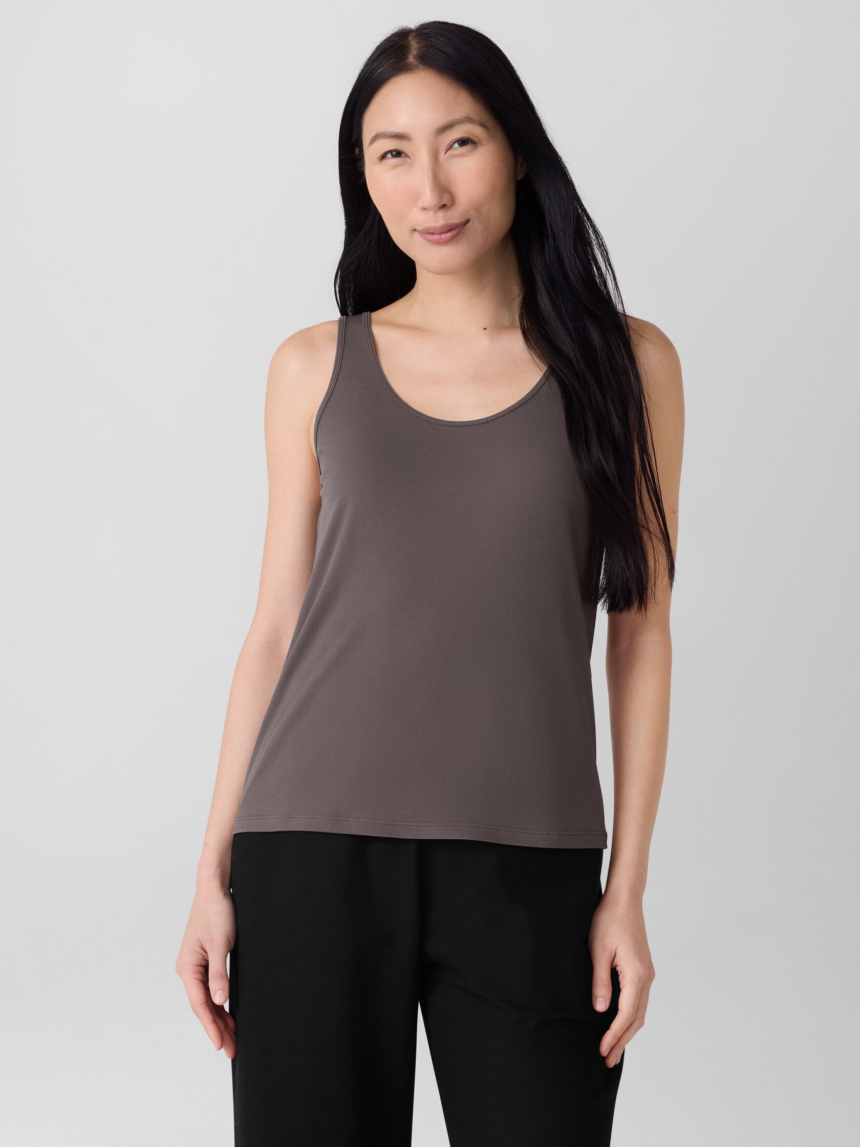 Stretch Silk Jersey Scoop Neck Tank
