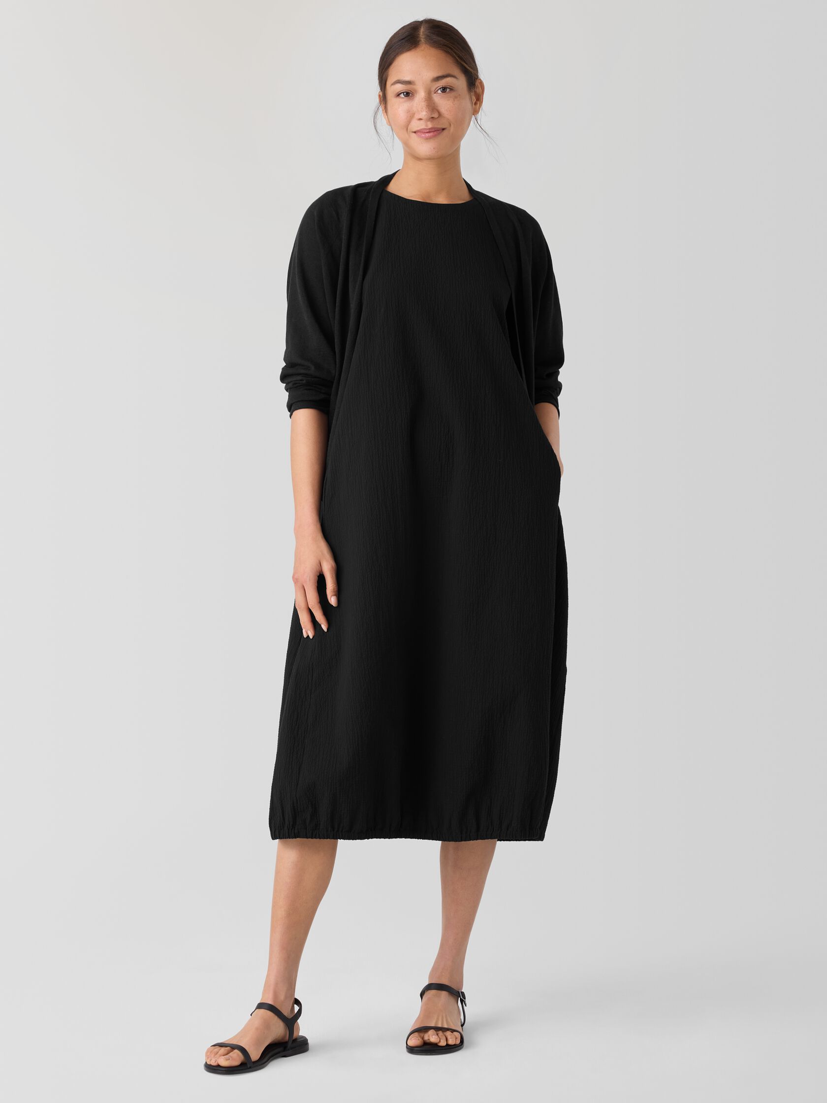 Organic Linen Cotton High Collar Cardigan