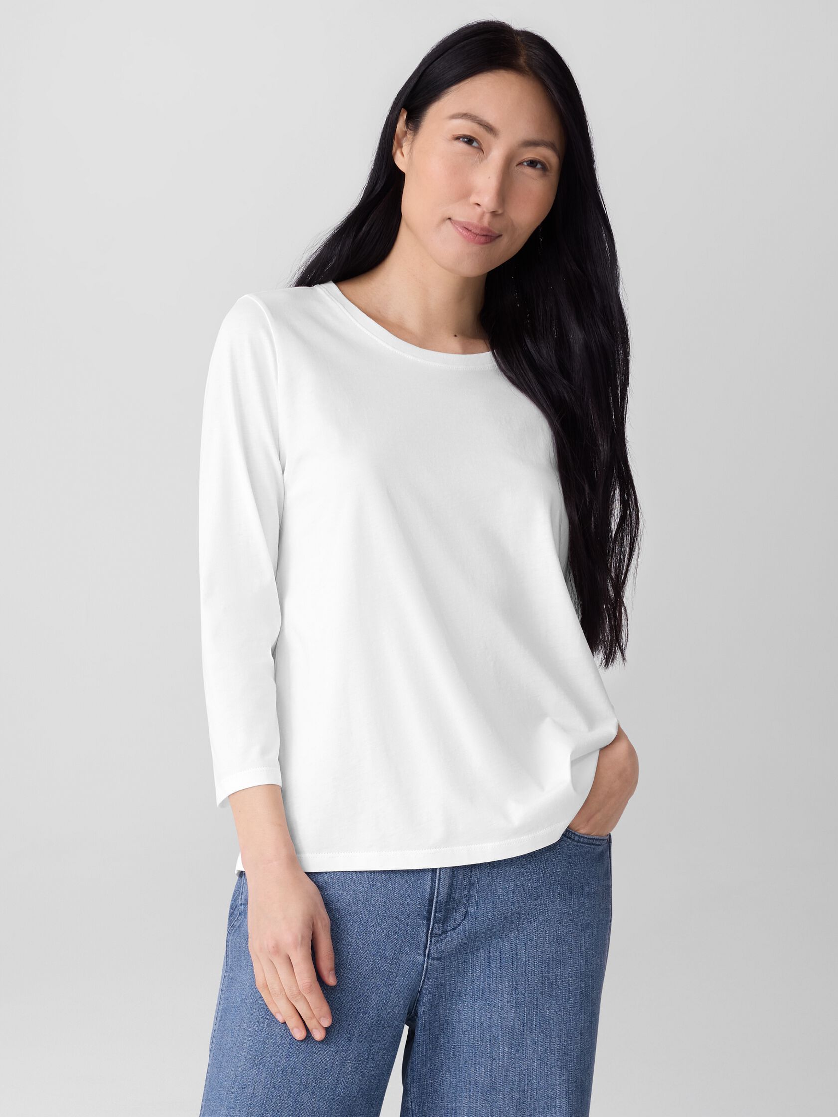 Organic Pima Cotton Jersey 3/4-Sleeve Tee