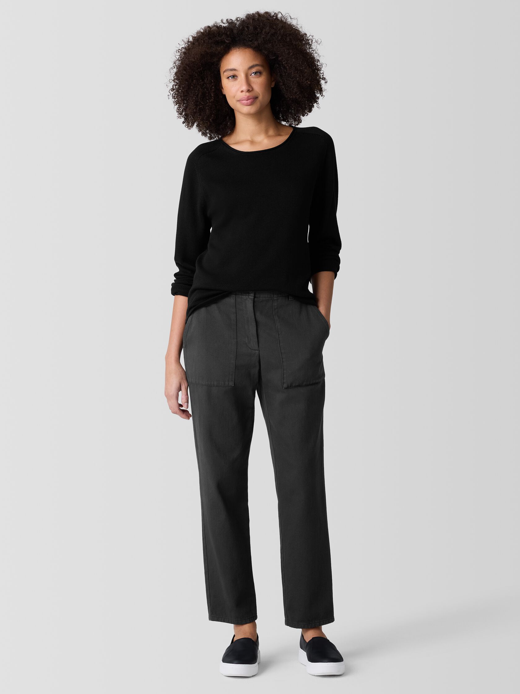 Peruvian Cotton Blend Crew Neck Top