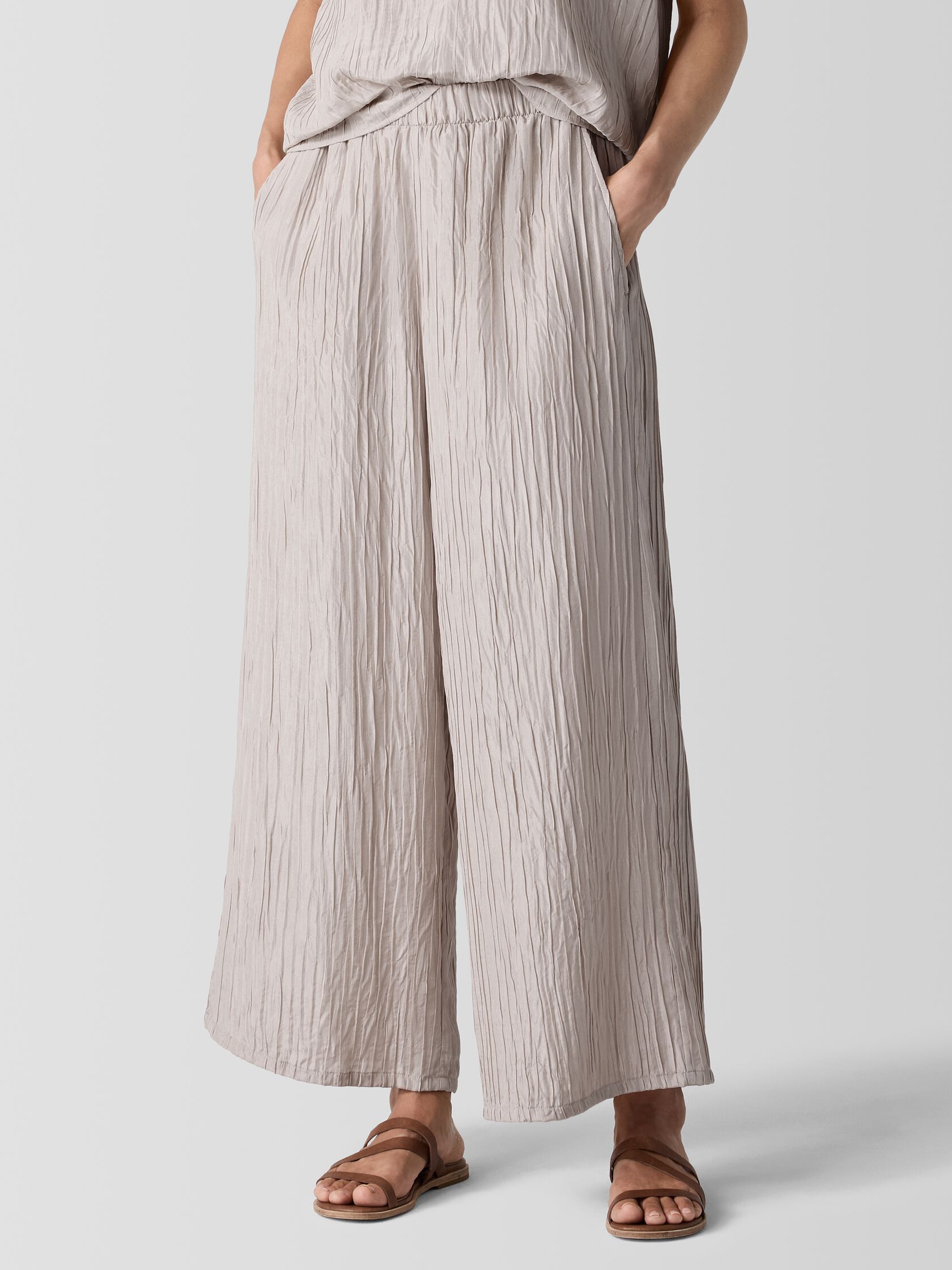 Textured Silk Jacquard Wide-Leg Pant