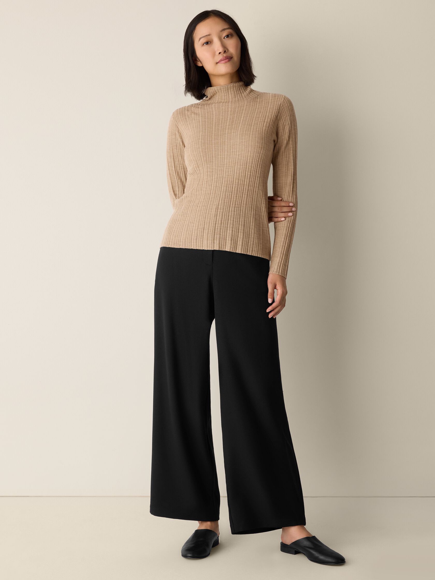 Superfine Merino Turtleneck Top in Regenerative Wool
