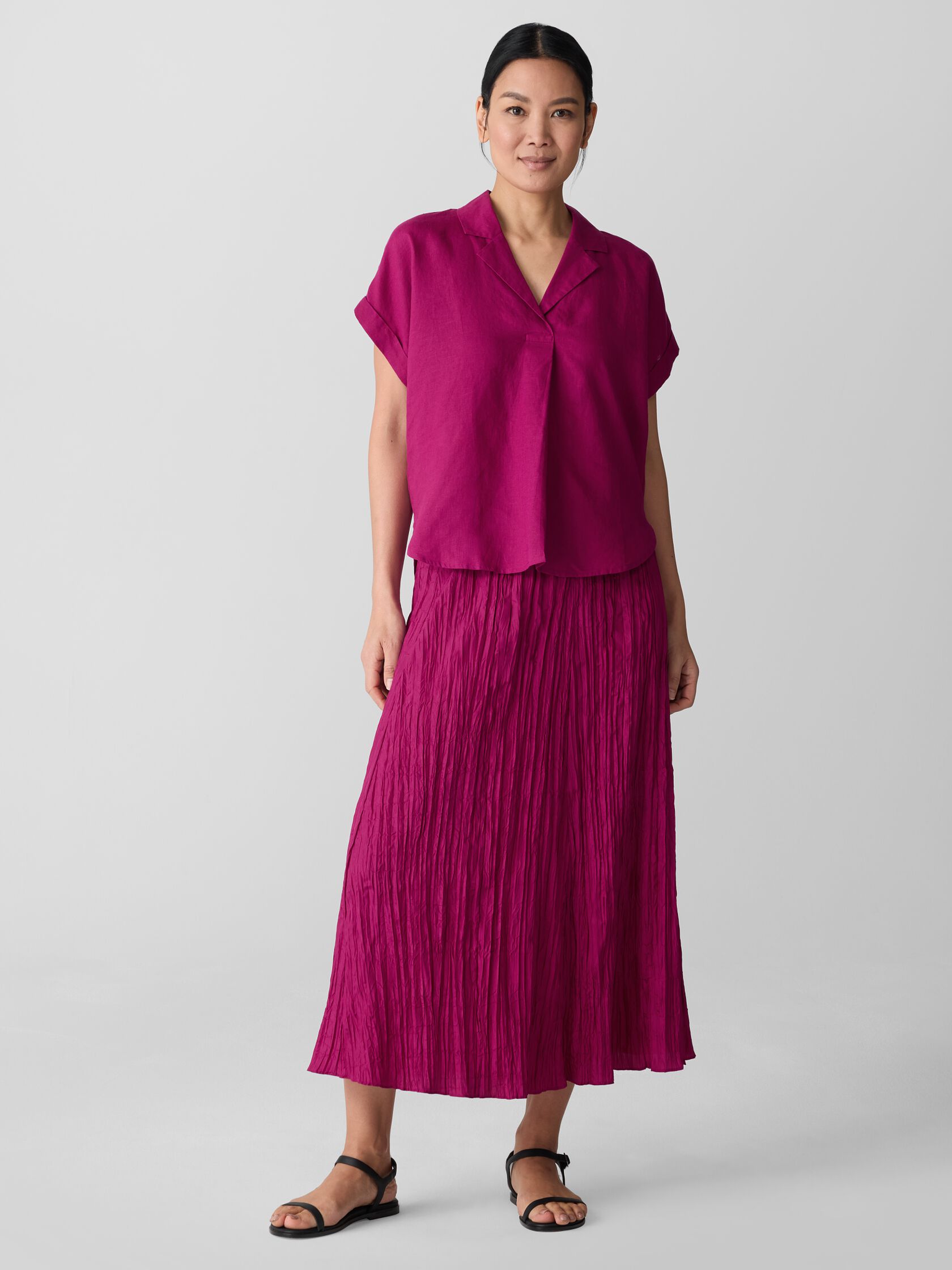 Organic Handkerchief Linen Notch Collar Top