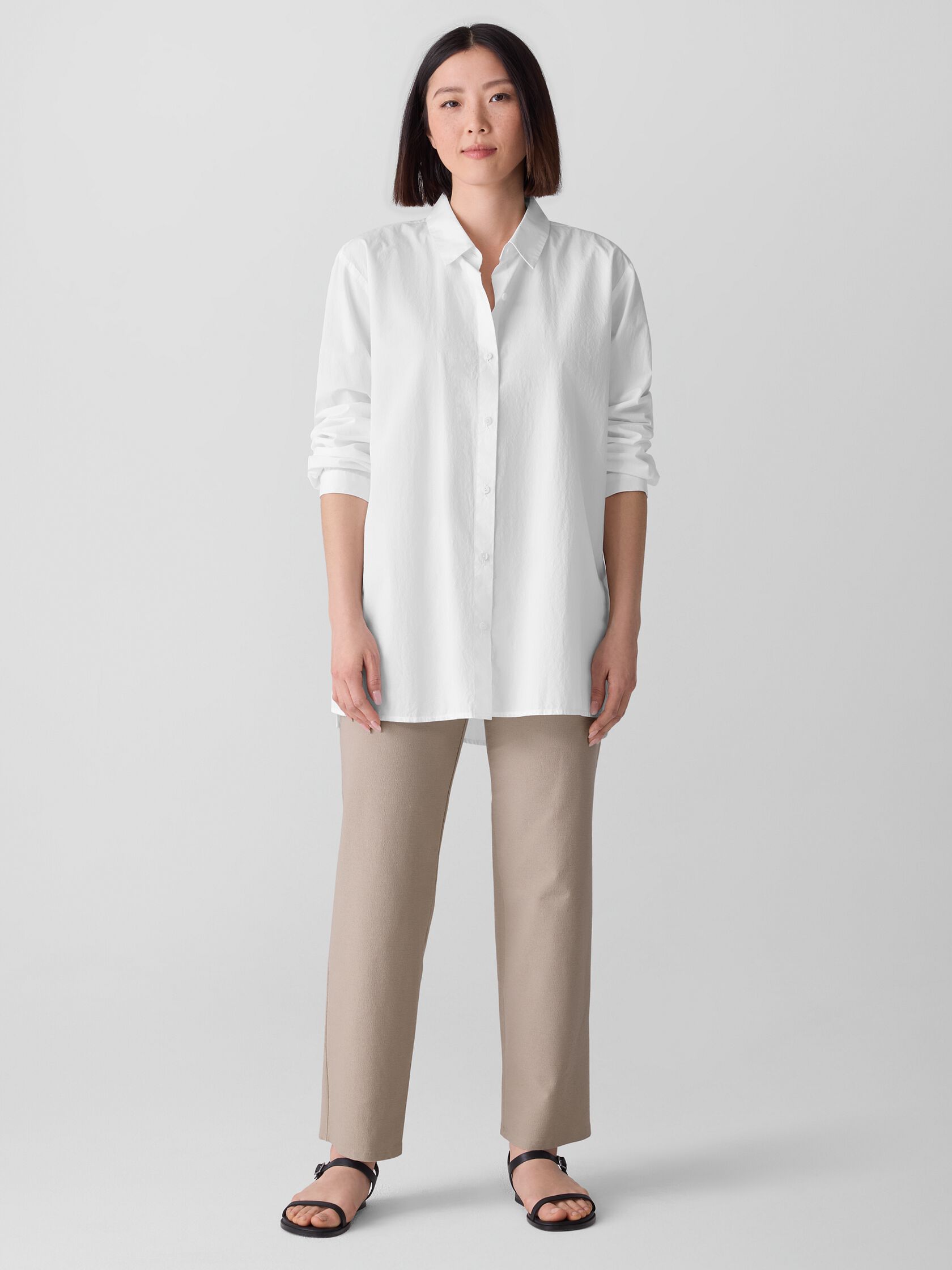 Washable Stretch Crepe Straight Pant