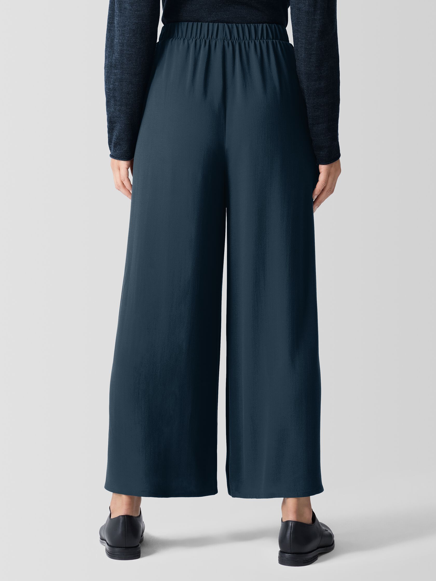 Silk Georgette Crepe Wide-Leg Pant