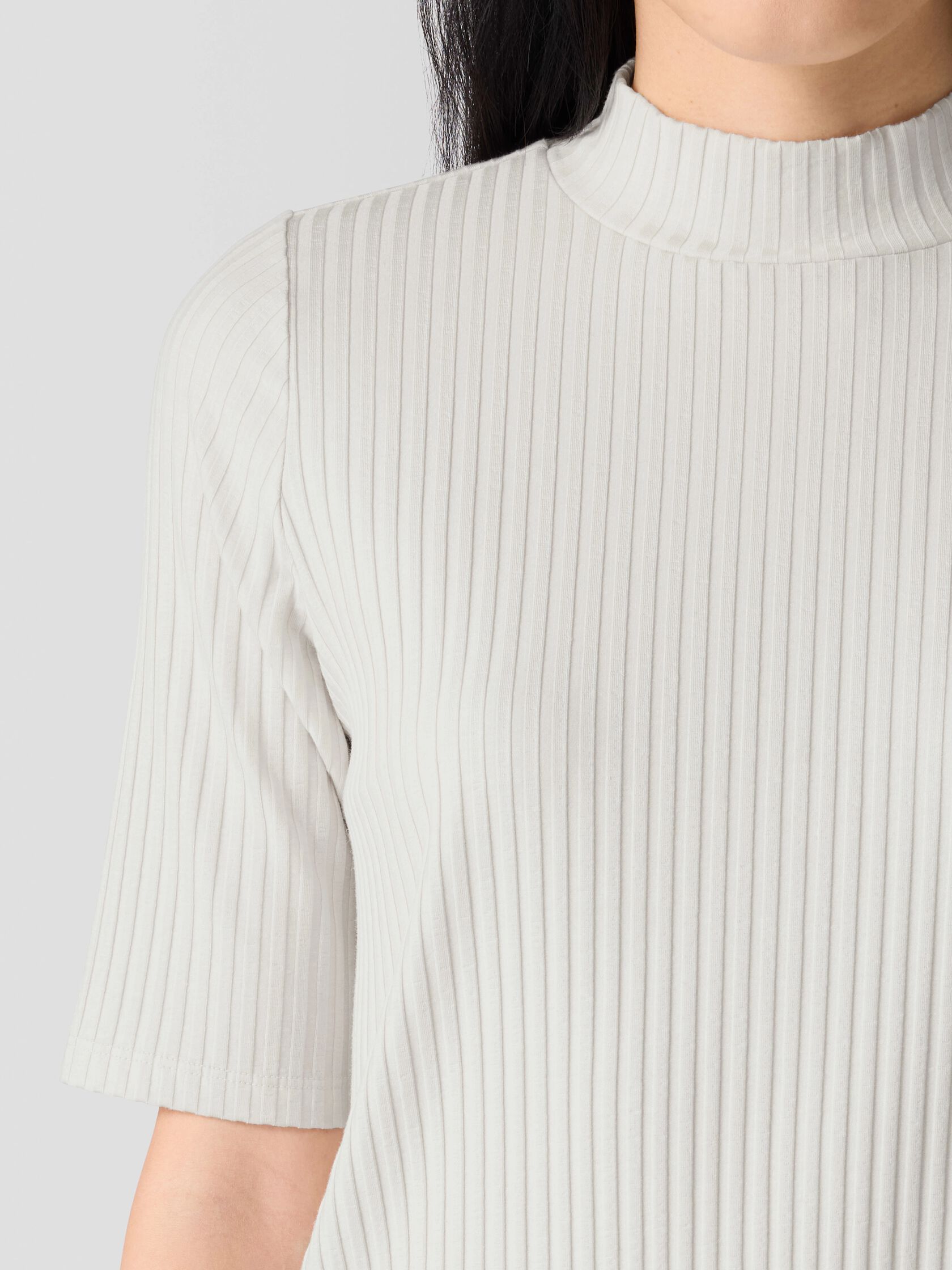 Textured Stretch Rib Mock Neck Top