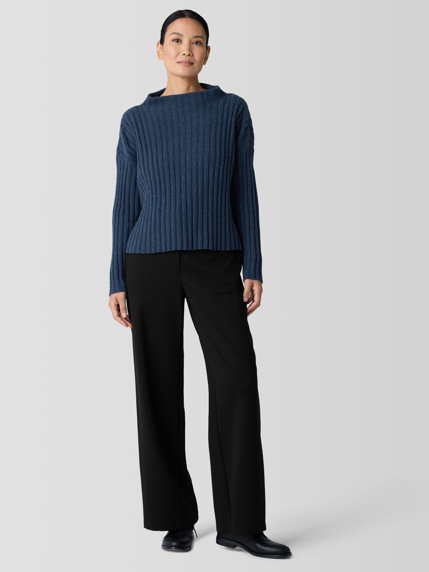 Recycled Wool Cashmere Funnel Neck Top