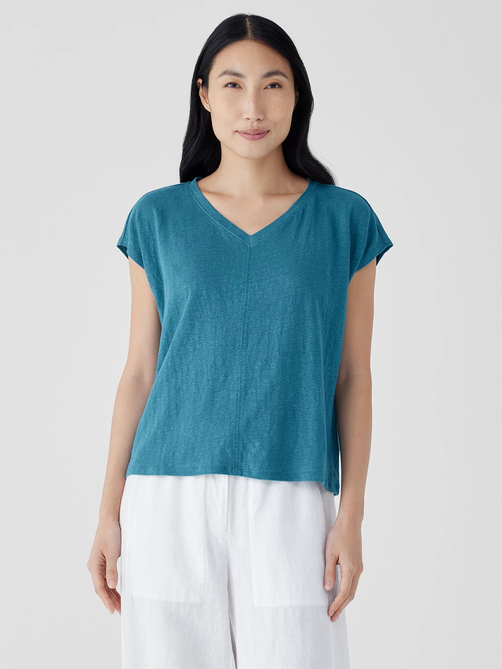 Organic Linen Jersey V-Neck Tee