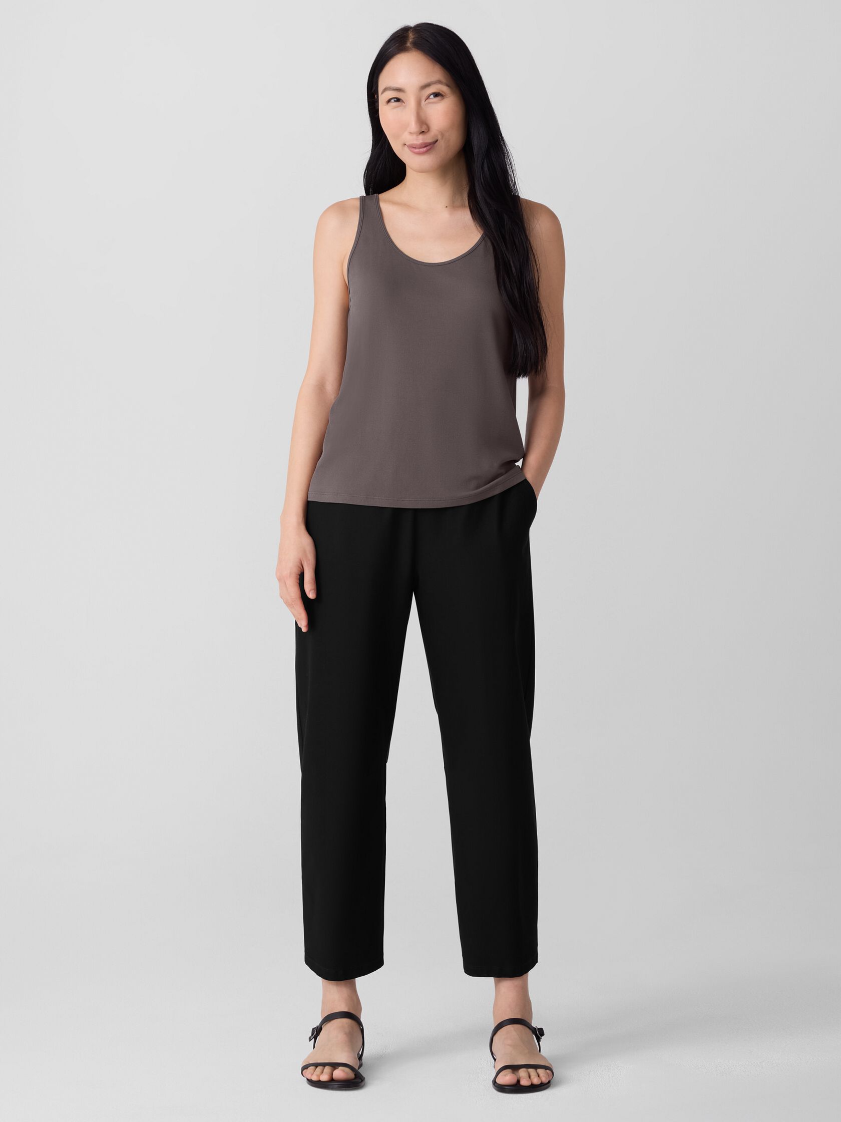 Stretch Silk Jersey Scoop Neck Tank