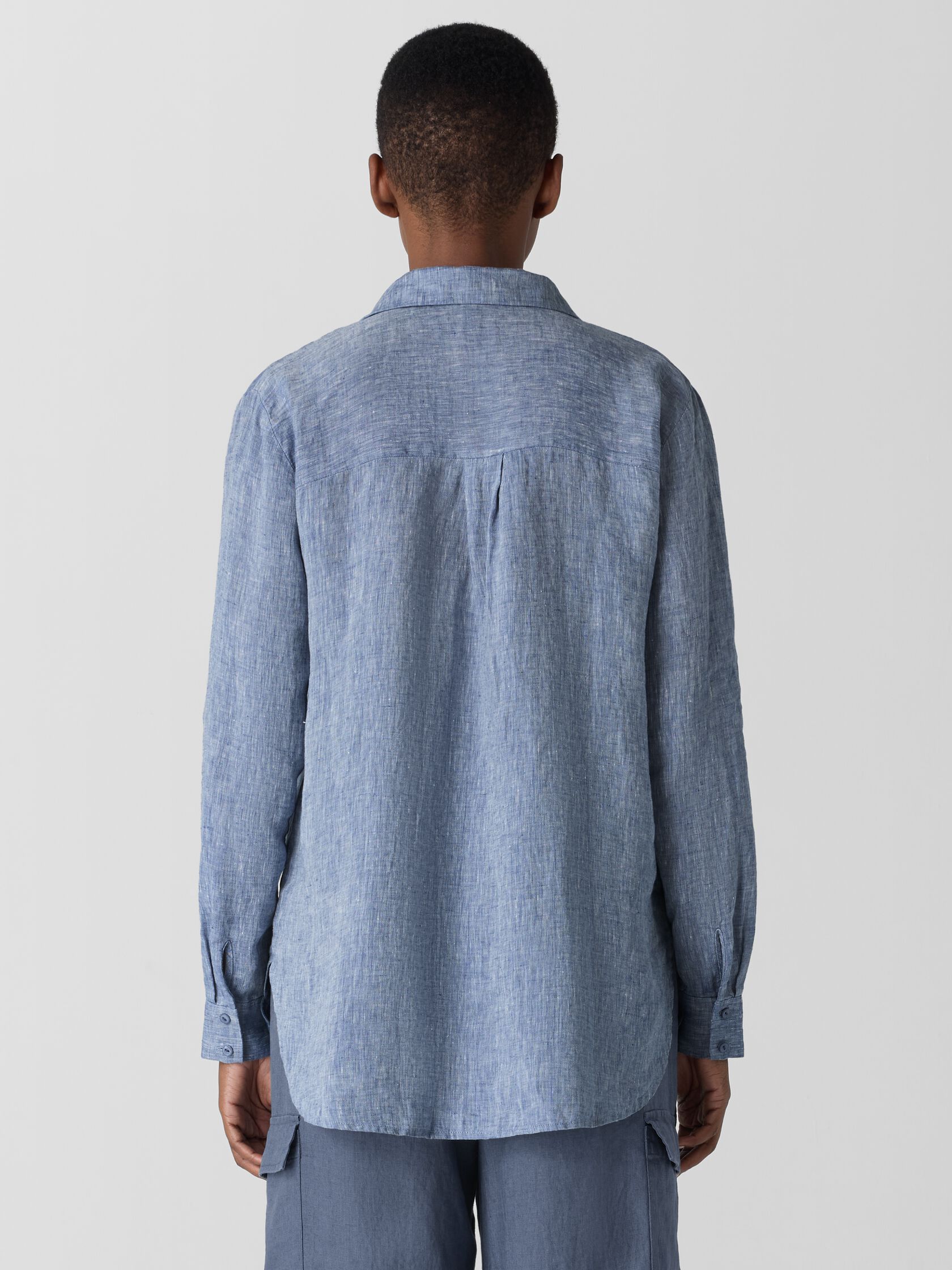 Yarn-Dyed Handkerchief Organic Linen Classic Collar Shirt