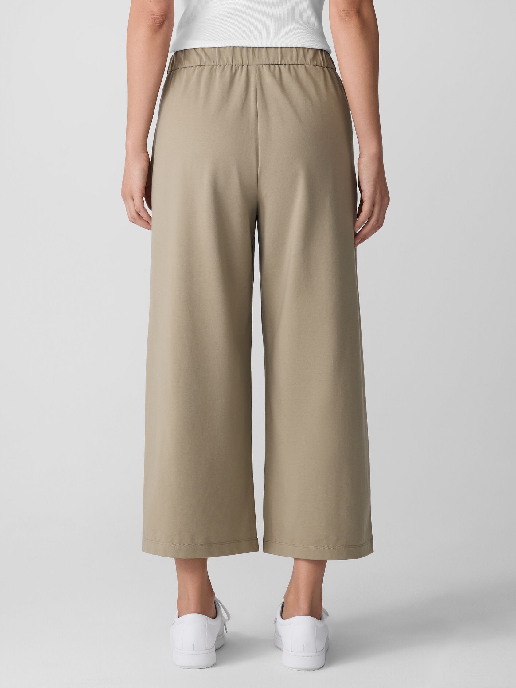 Pima Cotton Stretch Jersey Wide-Leg Pant