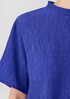 Woven Plissé Mock Neck Top