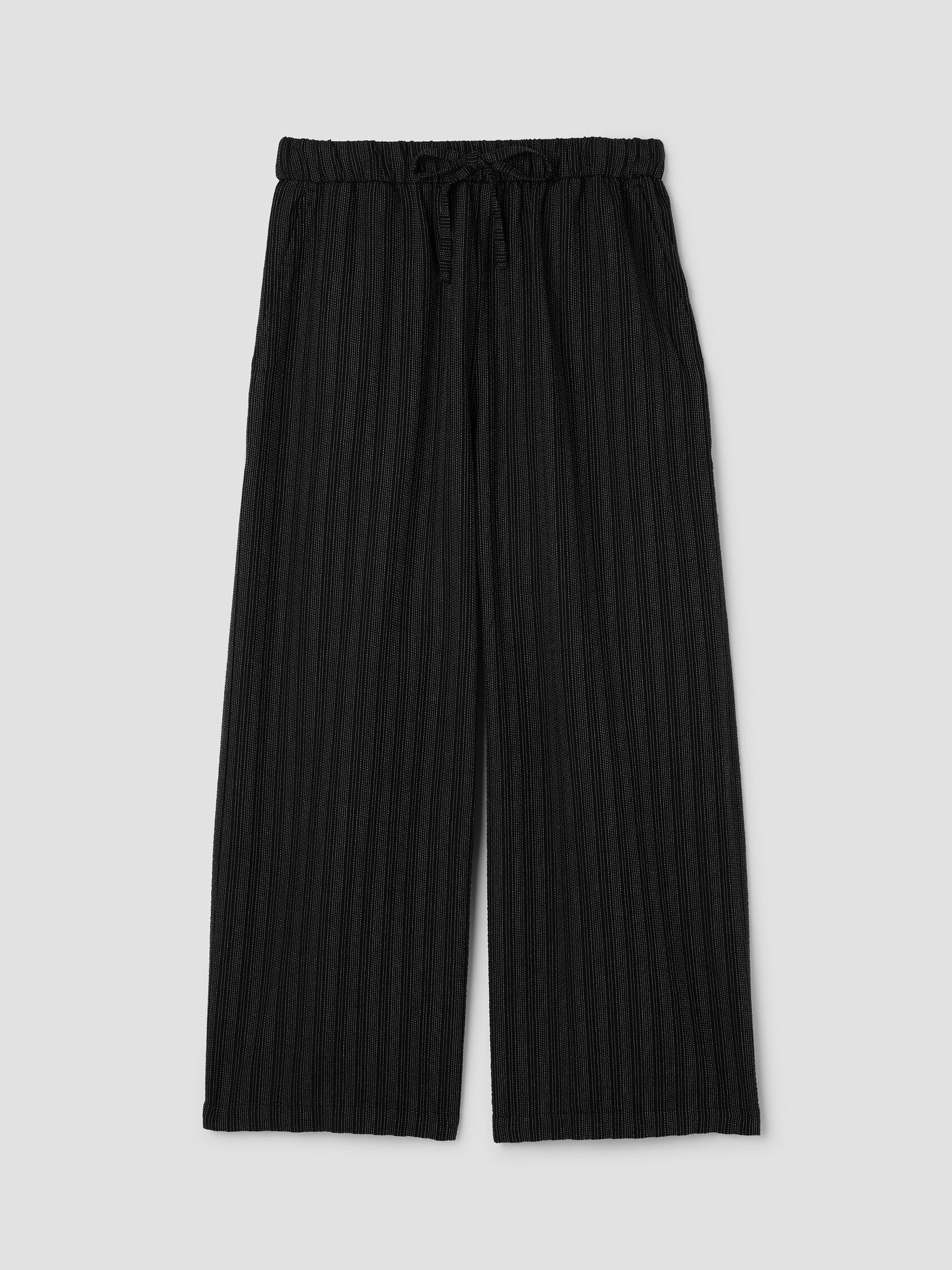 Cotton Blend Stripe Stitch Wide-Leg Pant