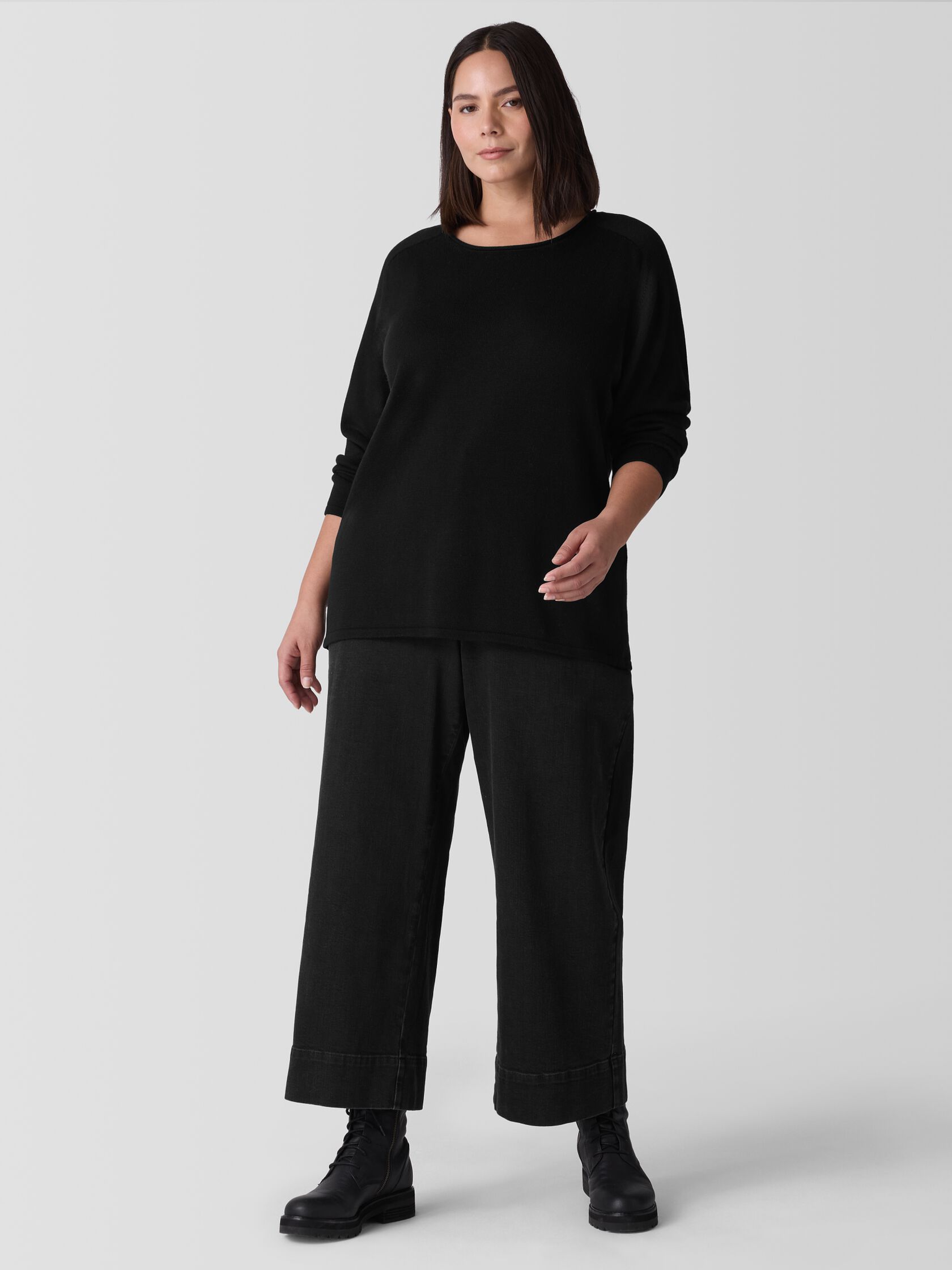Peruvian Cotton Blend Crew Neck Top