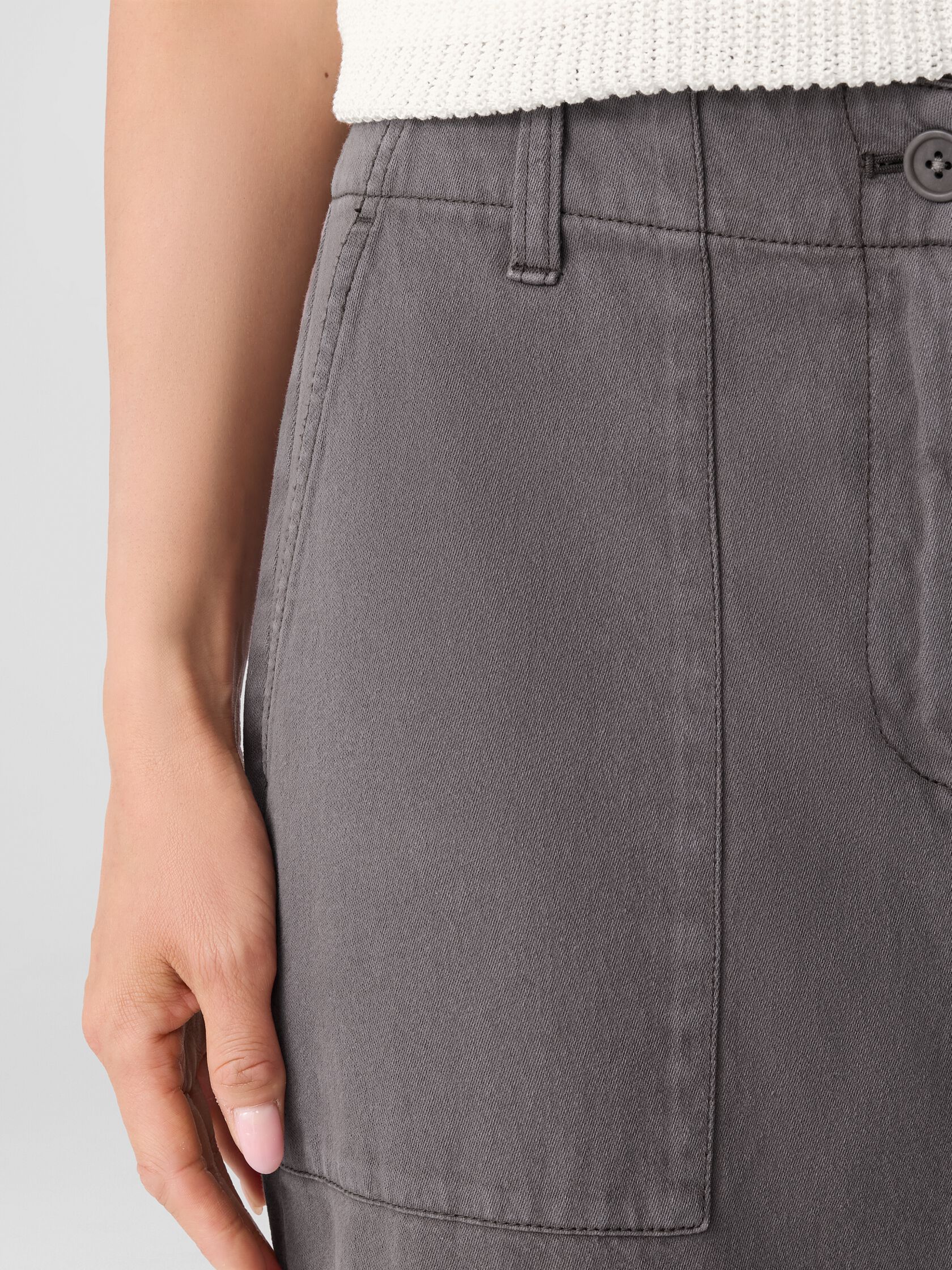 Garment-Dyed Utility Cotton Wide-Leg Pant