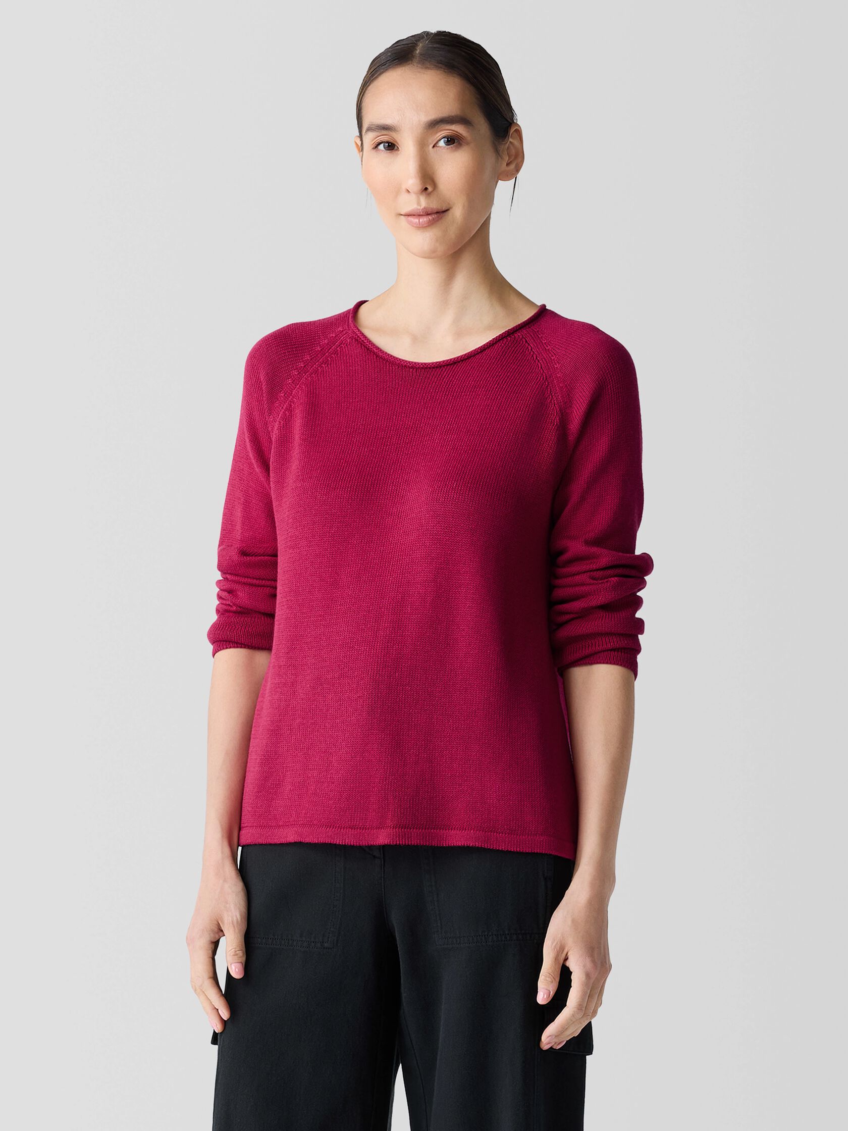 Peruvian Cotton Blend Crew Neck Top