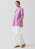 Washed Organic Cotton Poplin Stand Collar Top