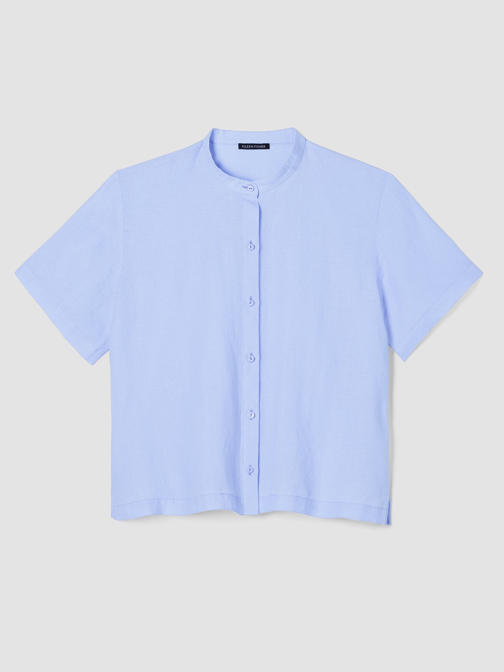 Organic Handkerchief Linen Band Collar Shirt