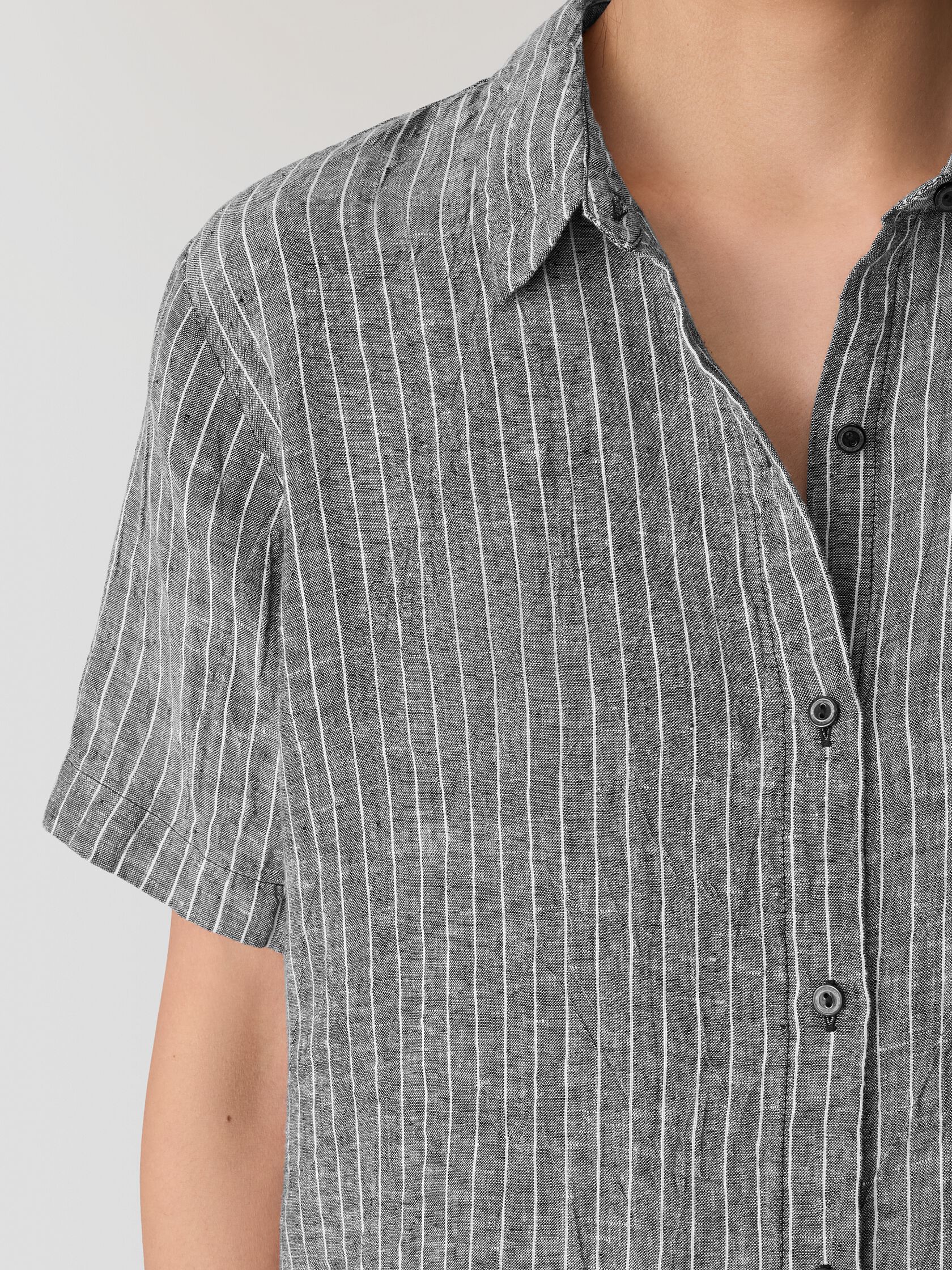 Puckered Organic Linen Short-Sleeve Shirt