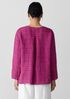 Puckered Organic Linen Plaid Keyhole Top