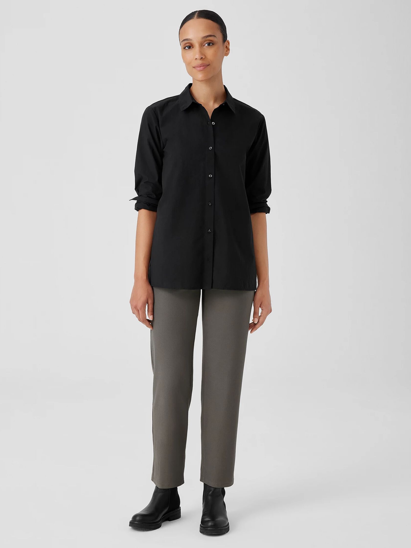 Washable Stretch Crepe Straight Pant