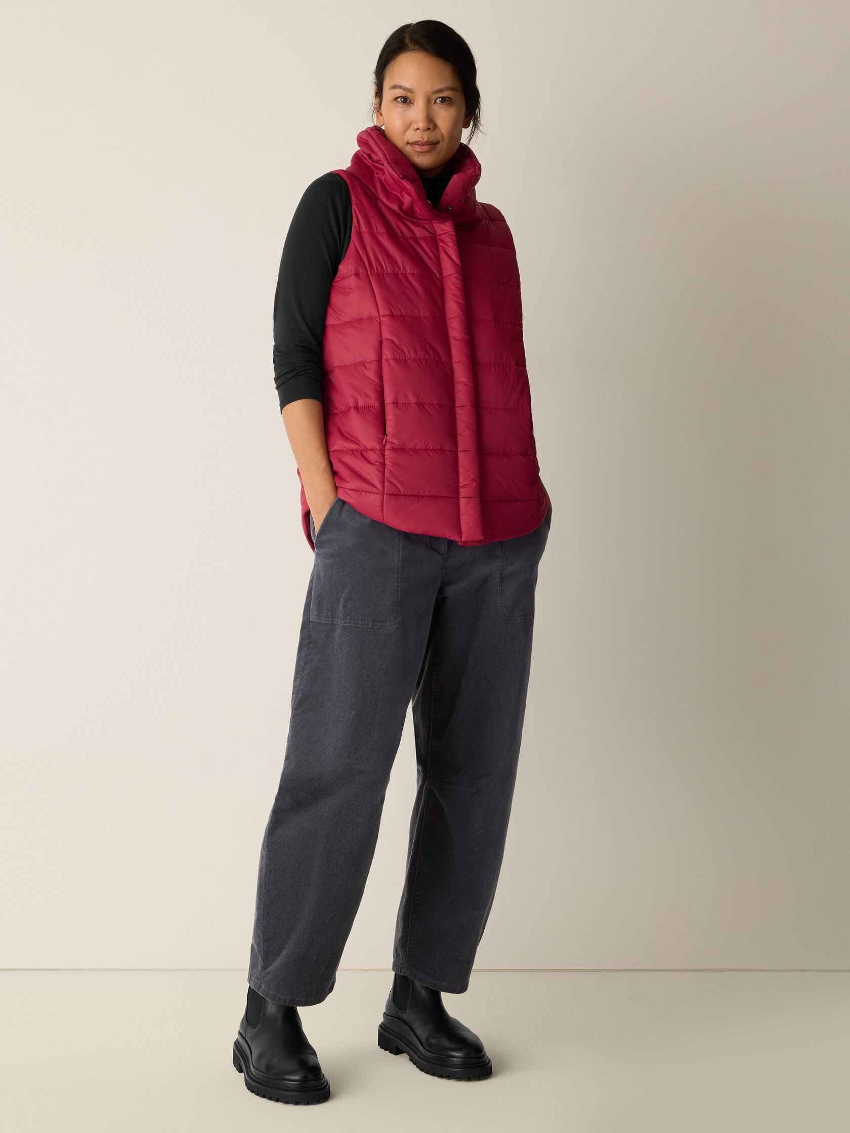 Eggshell Recycled Nylon Stand Collar Vest